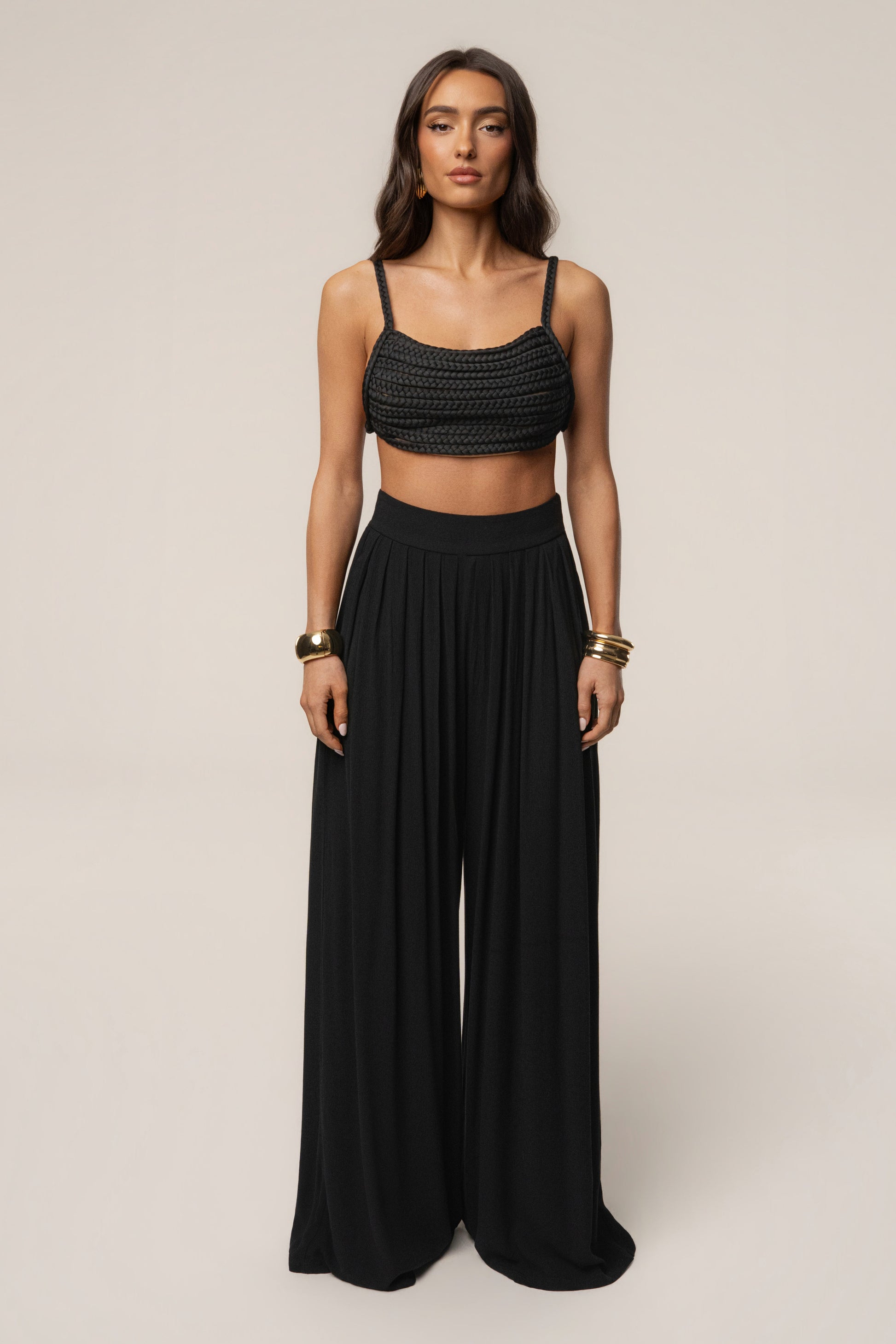 Black After Sunset Pleated Pants JLUXLABEL