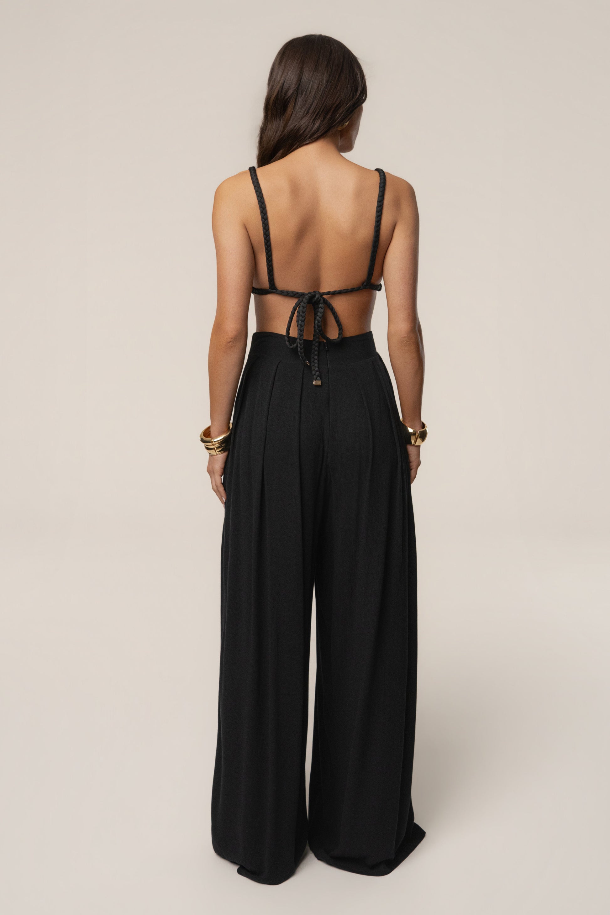 Black After Sunset Pleated Pants JLUXLABEL