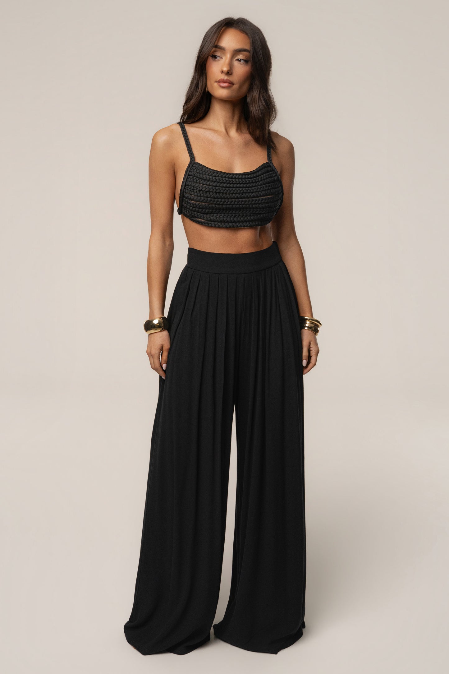 Black After Sunset Pleated Pants JLUXLABEL