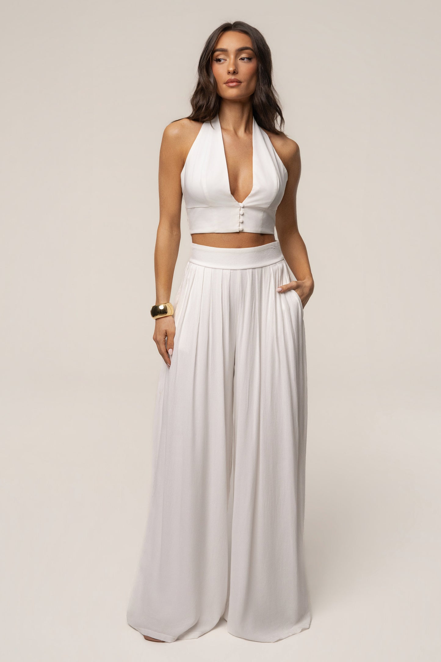 White After Sunset Pleated Pants JLUXLABEL