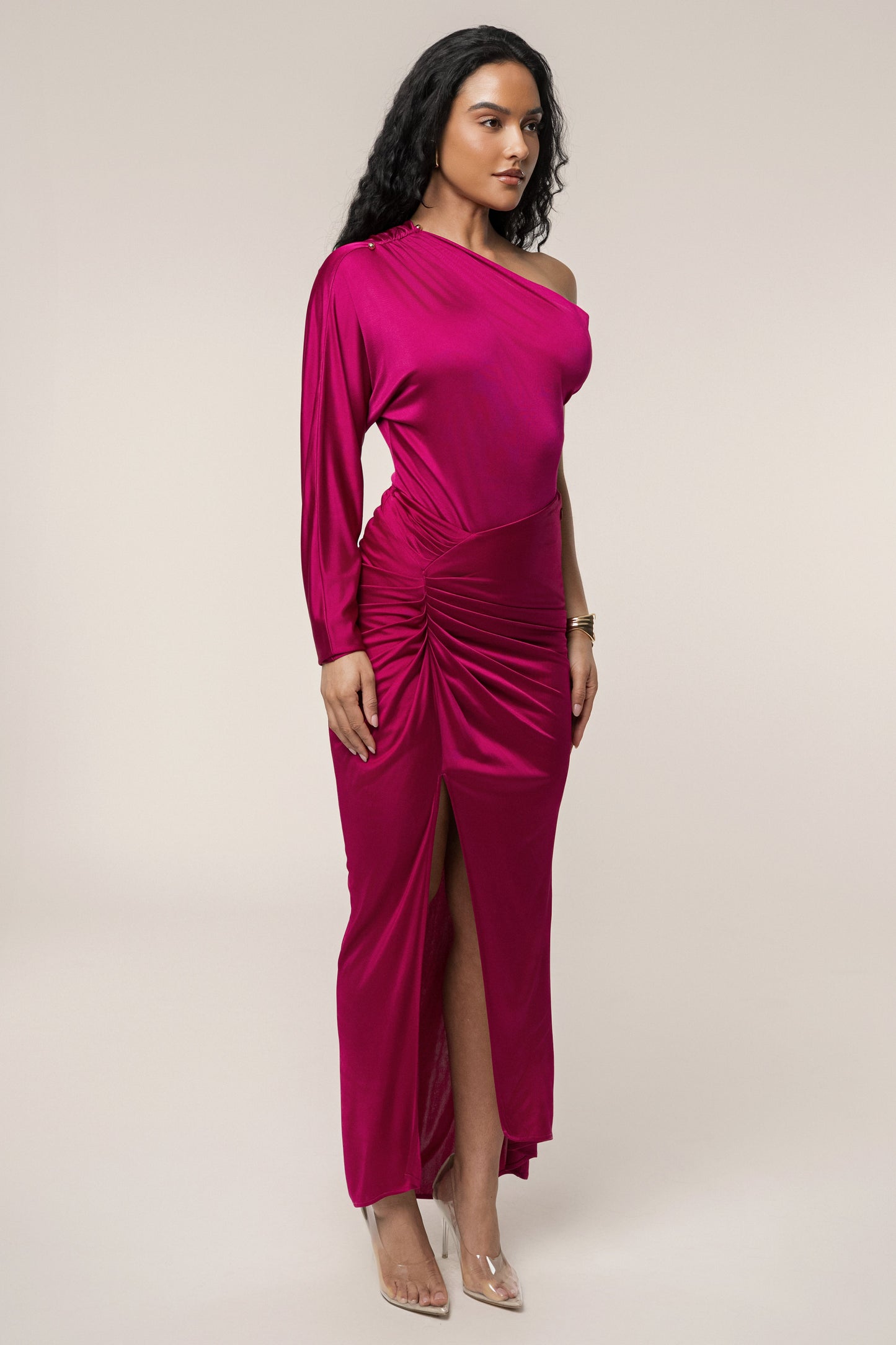 Berry Mira Drape Maxi Skirt JLUXLABEL