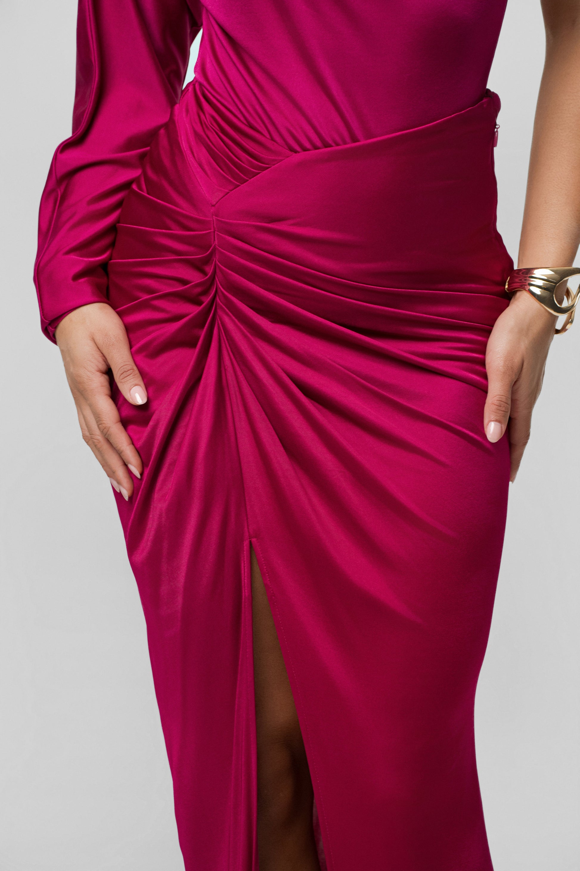 Berry Mira Drape Maxi Skirt JLUXLABEL
