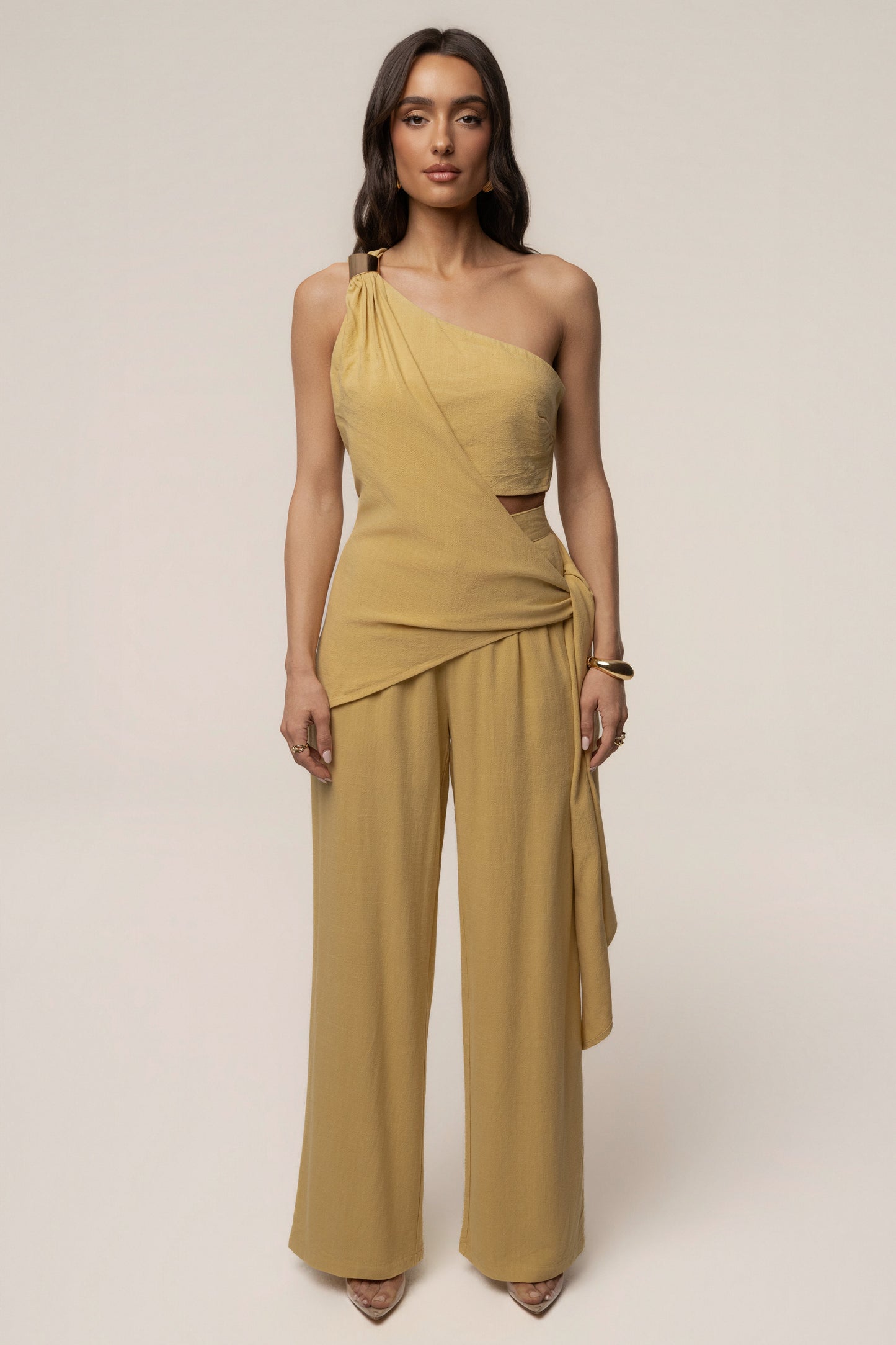 Yellow Thea Linen Pants JLUXLABEL
