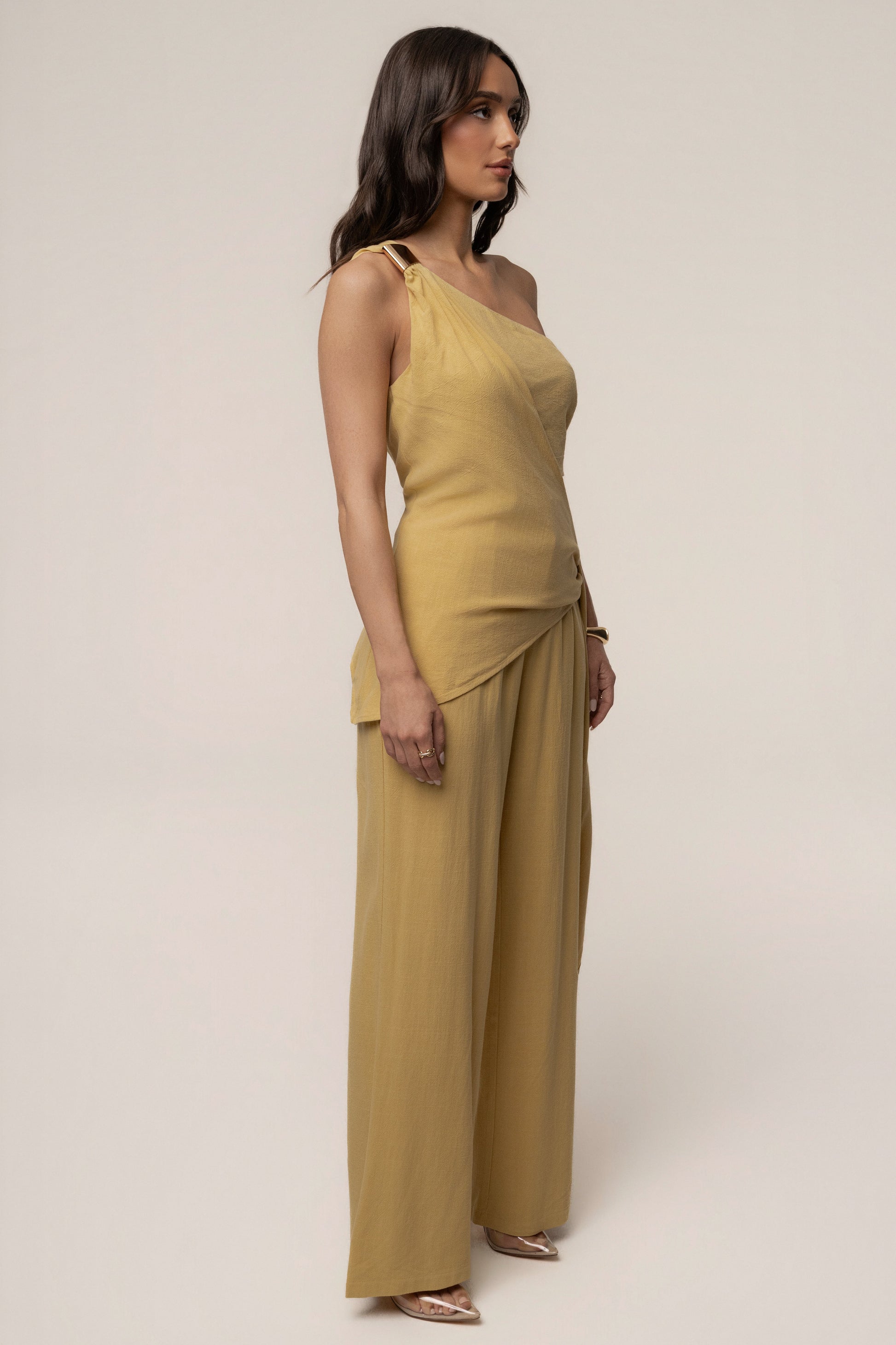 Yellow Thea Linen Pants JLUXLABEL