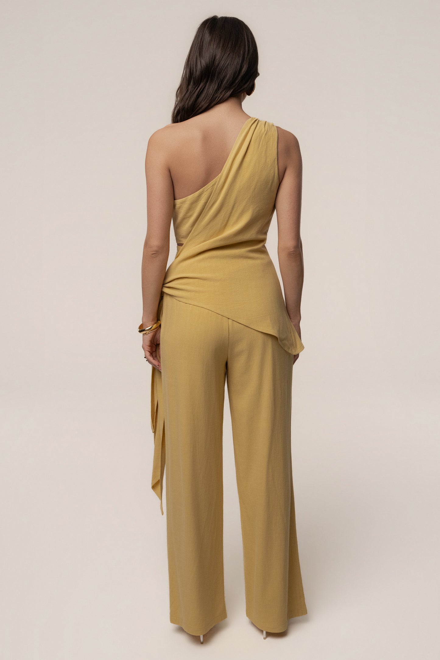 Yellow Thea Linen Pants JLUXLABEL