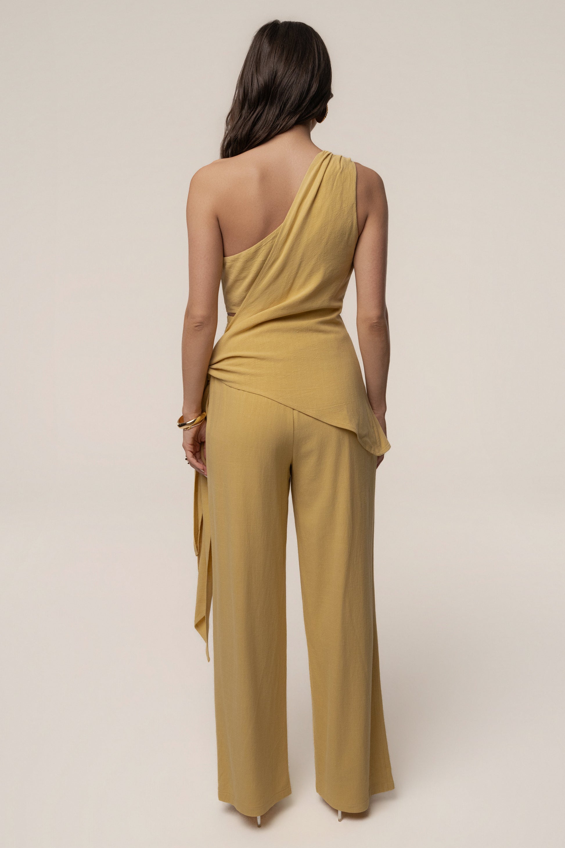 Yellow Thea Linen Pants JLUXLABEL
