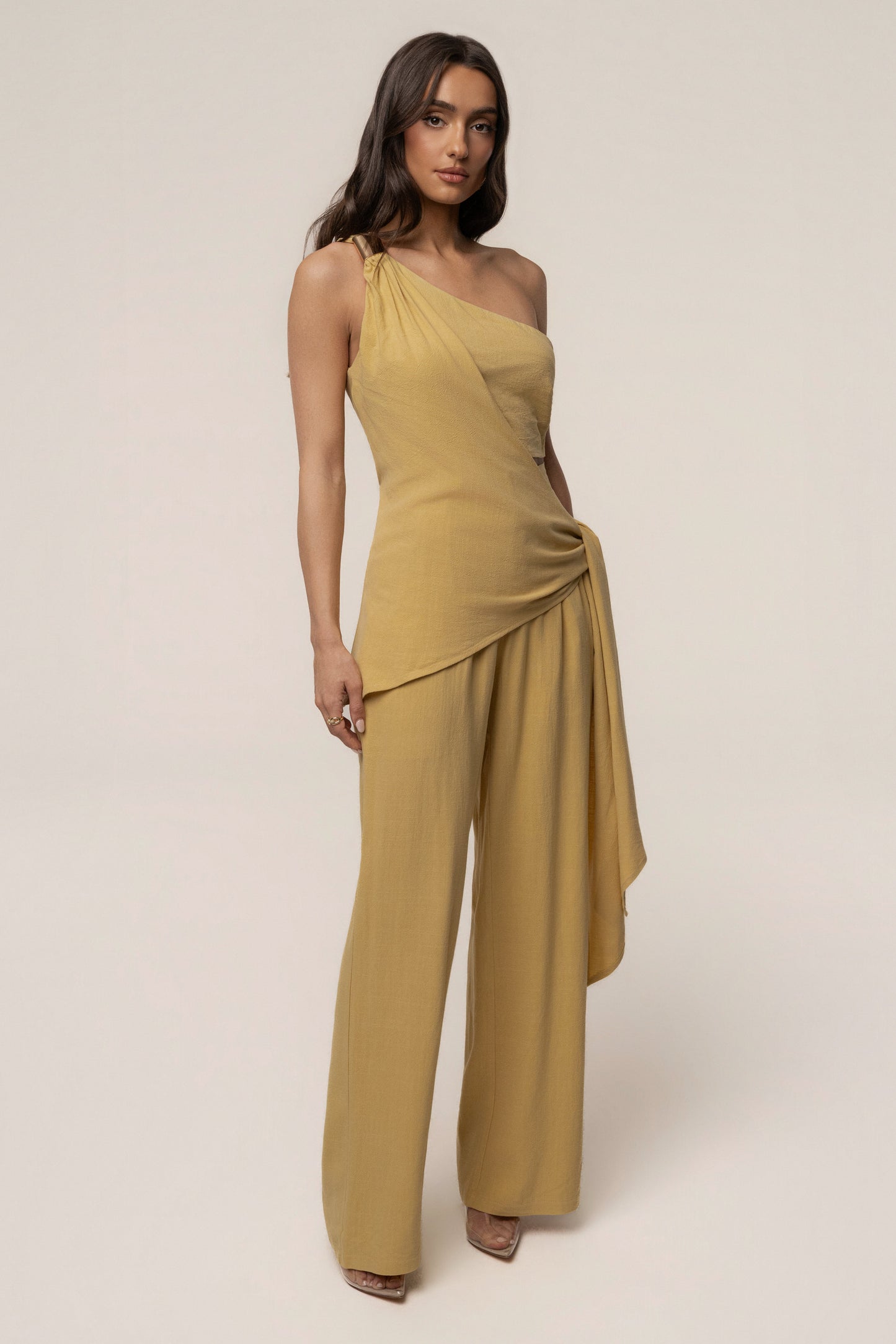 Yellow Thea Linen Pants JLUXLABEL