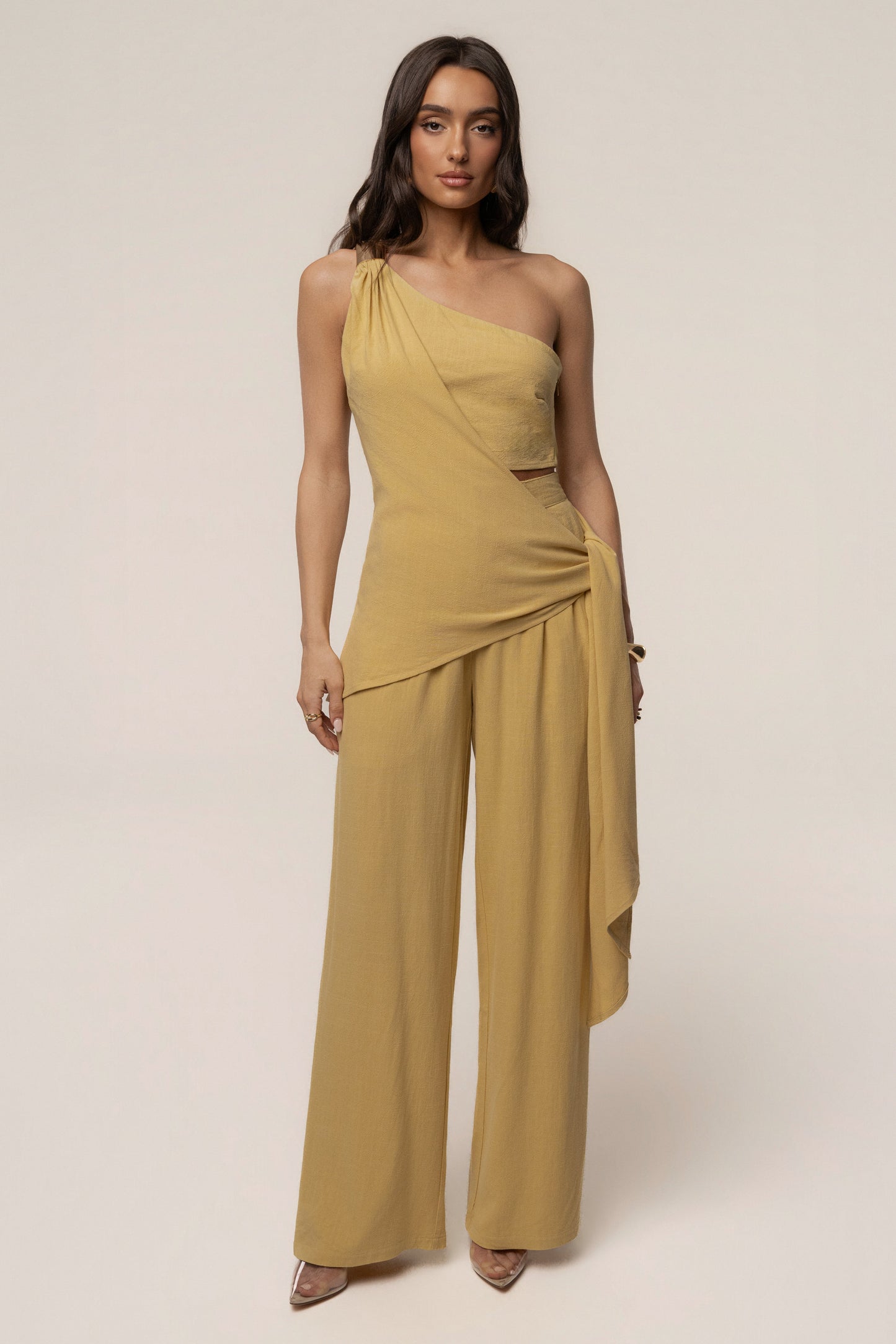 Yellow Thea Linen Pants JLUXLABEL