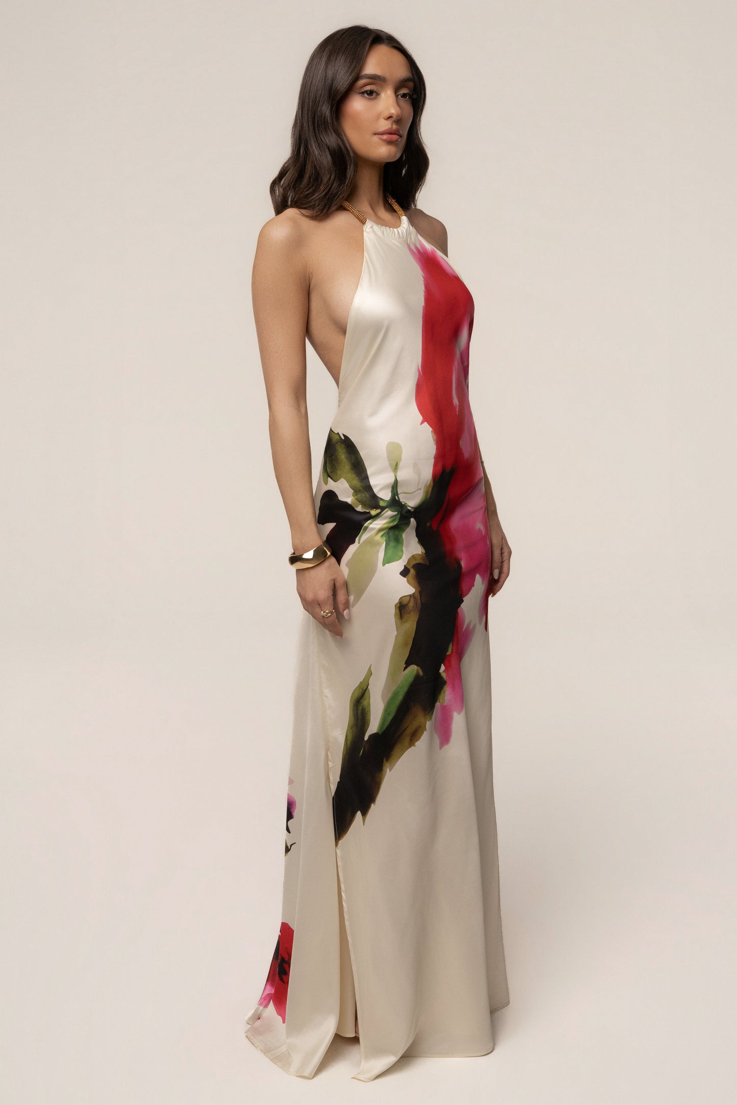 Ivory Print Audrey Maxi Dress JLUXLABEL