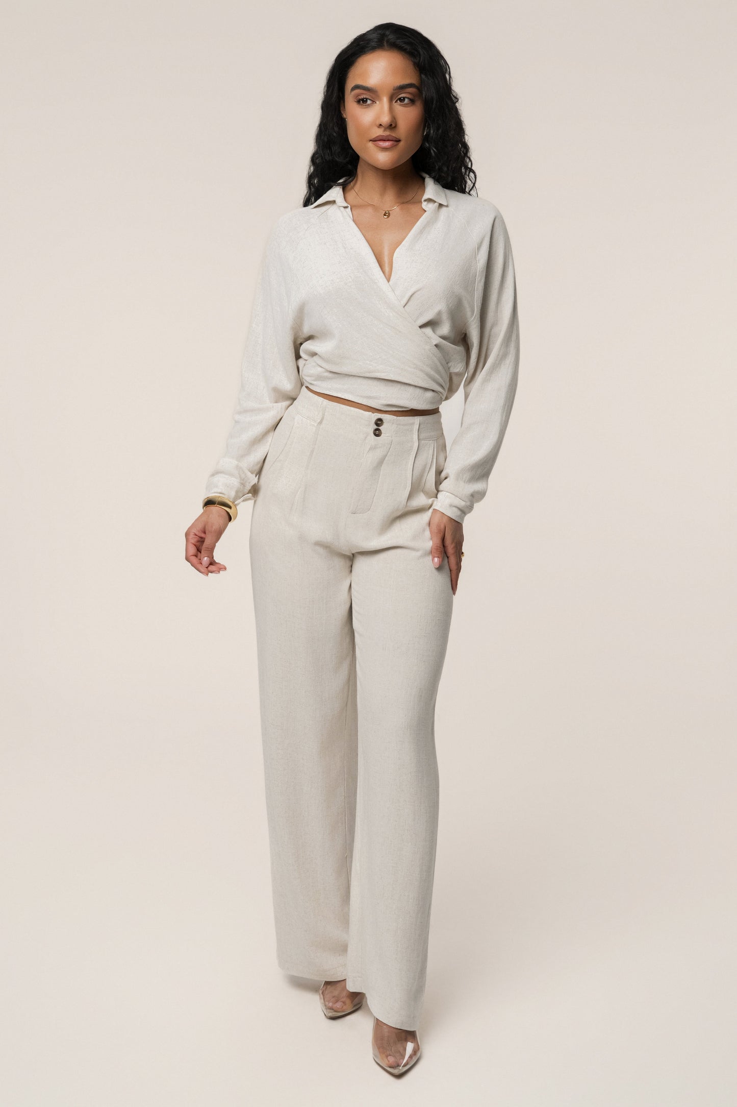 Stone Soho Front Tied Woven Top JLUXLABEL