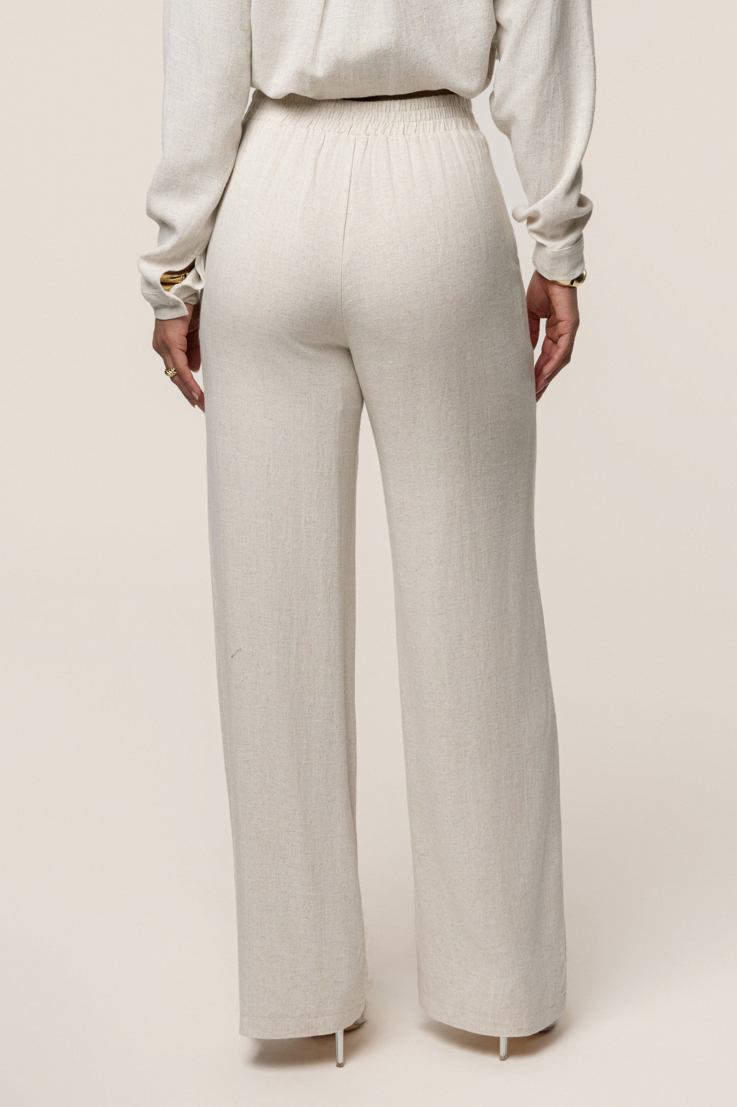Beige Thea Linen Pants JLUXLABEL
