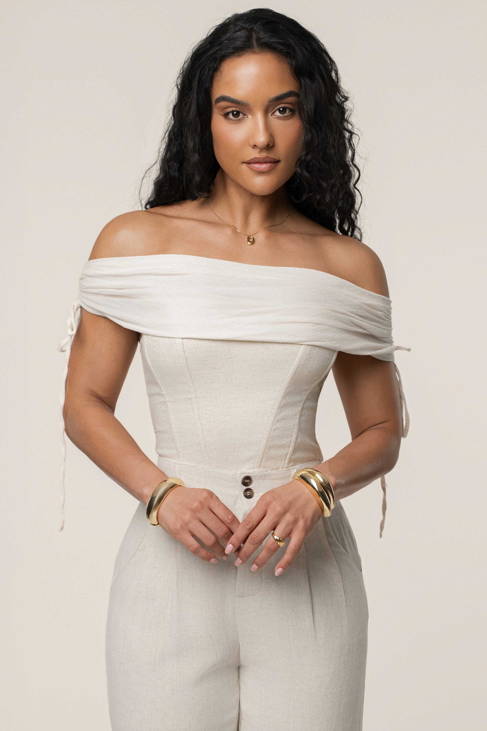 Natural New Obsession Draped Top JLUXLABEL