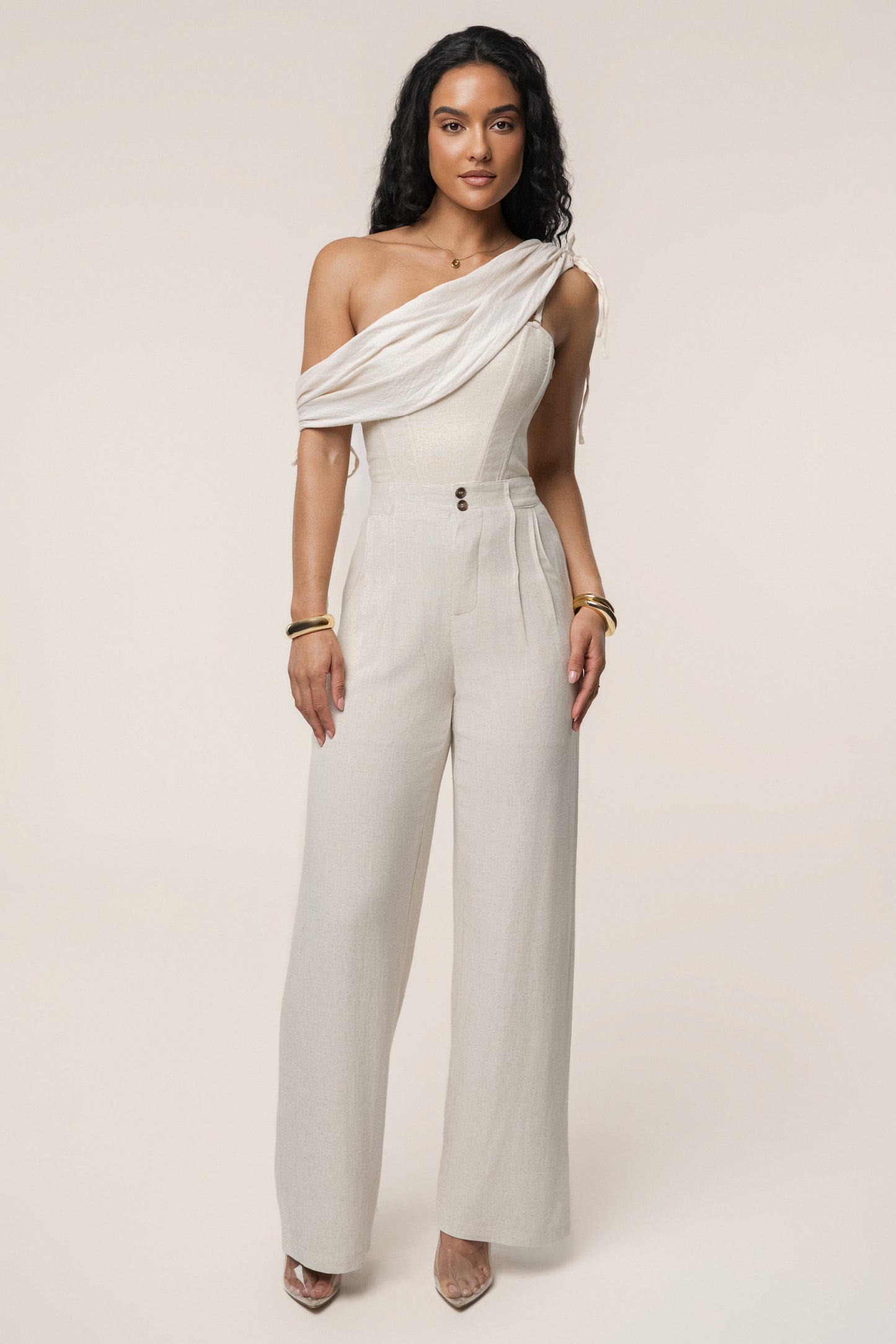 Natural New Obsession Draped Top JLUXLABEL