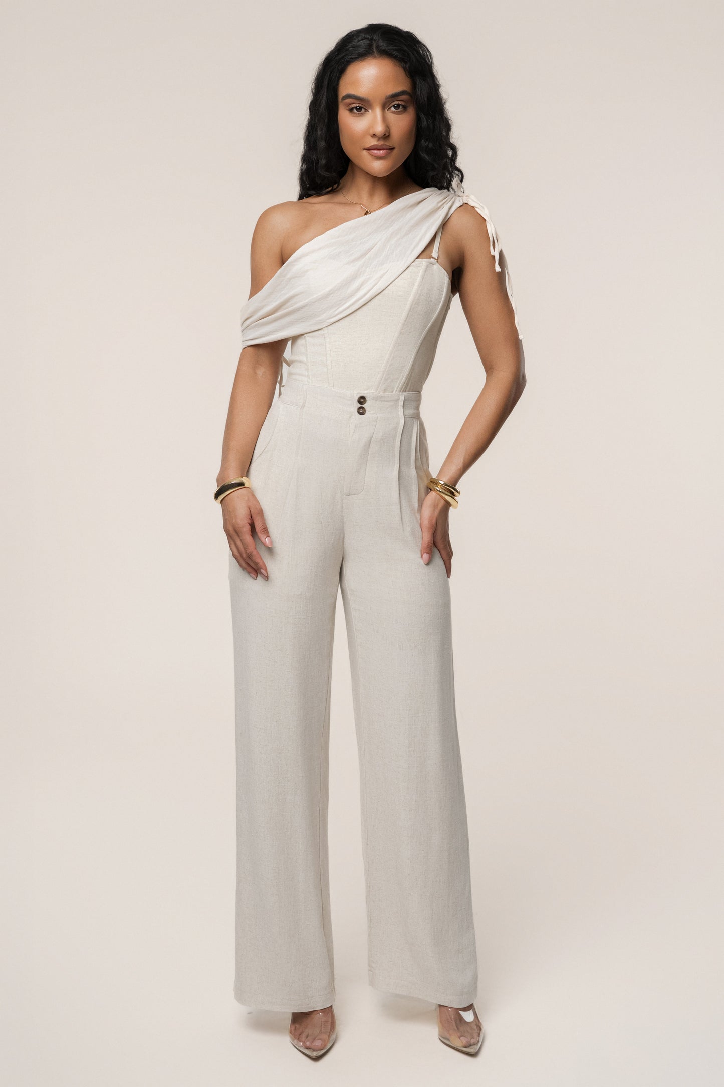 Natural New Obsession Draped Top JLUXLABEL