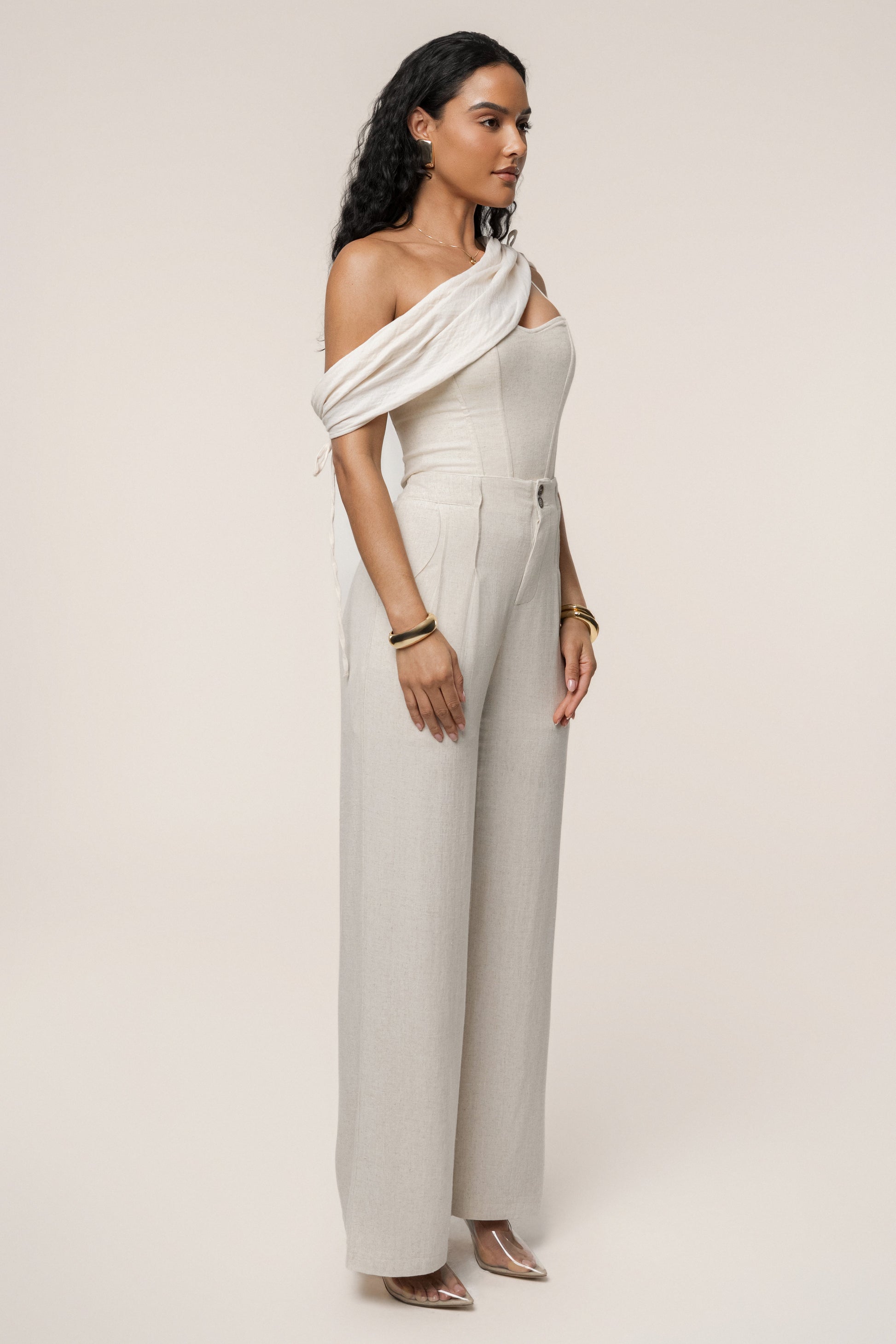Natural New Obsession Draped Top JLUXLABEL