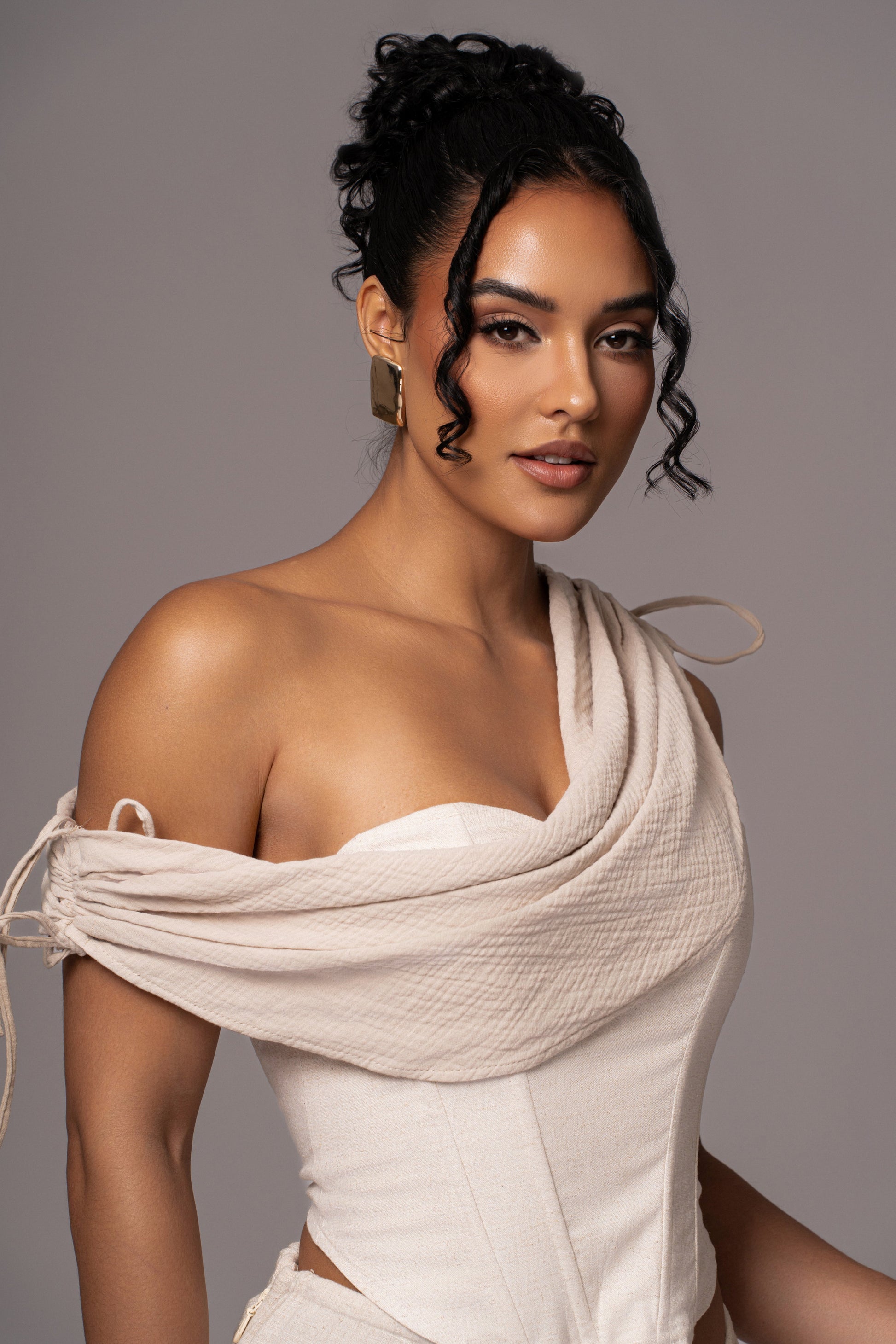 Natural New Obsession Draped Top JLUXLABEL