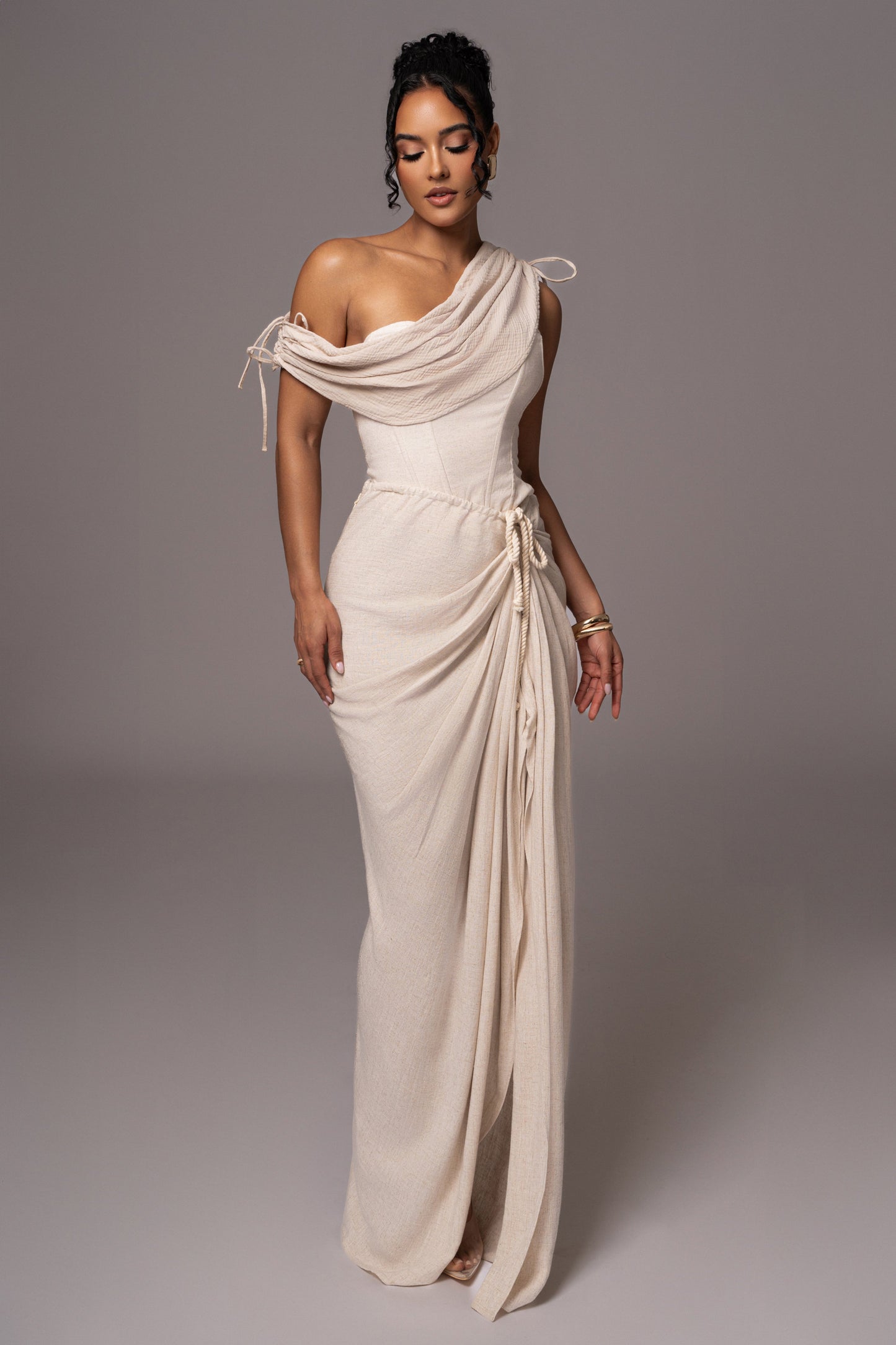 Natural New Obsession Draped Top JLUXLABEL