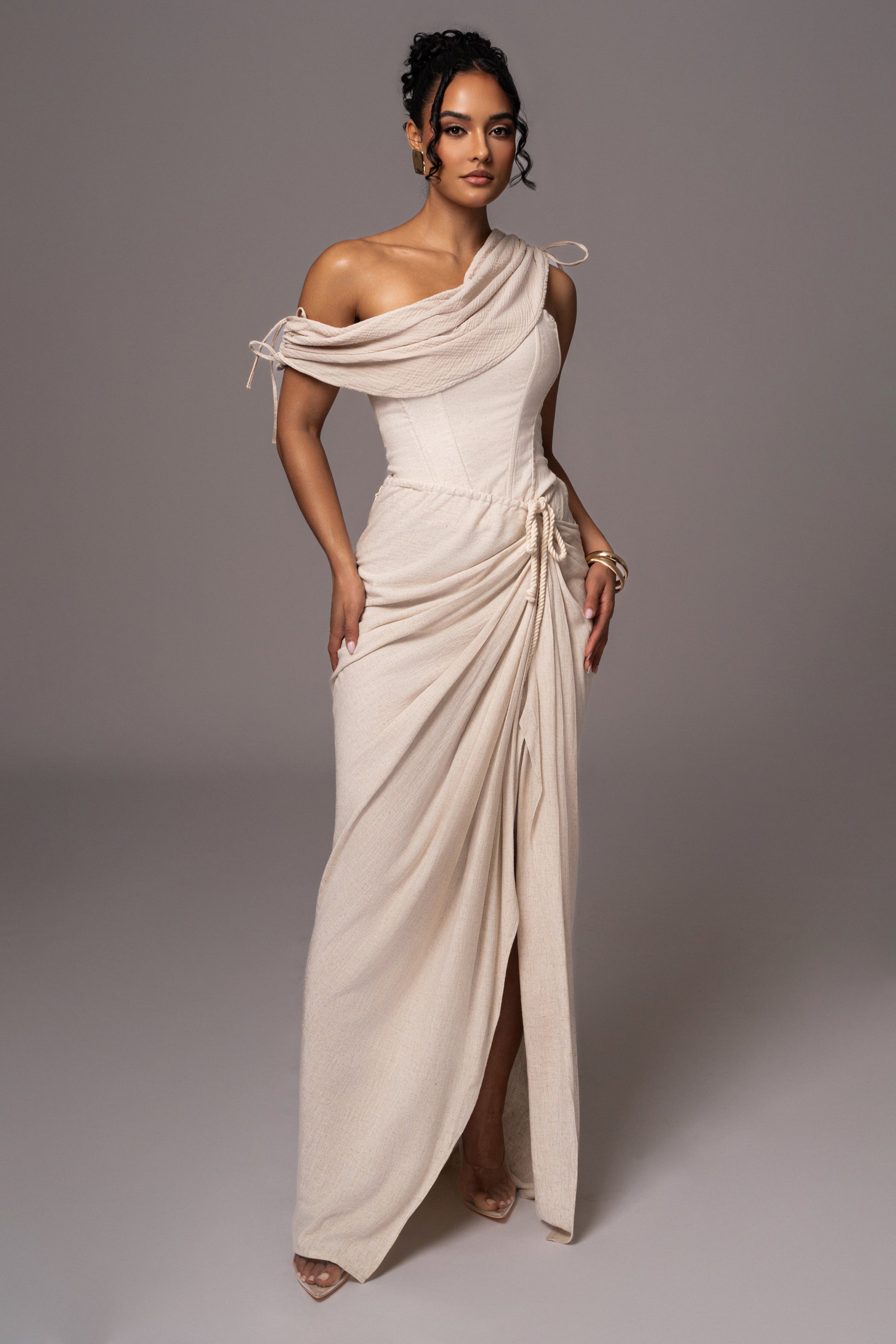 Natural New Obsession Draped Top JLUXLABEL