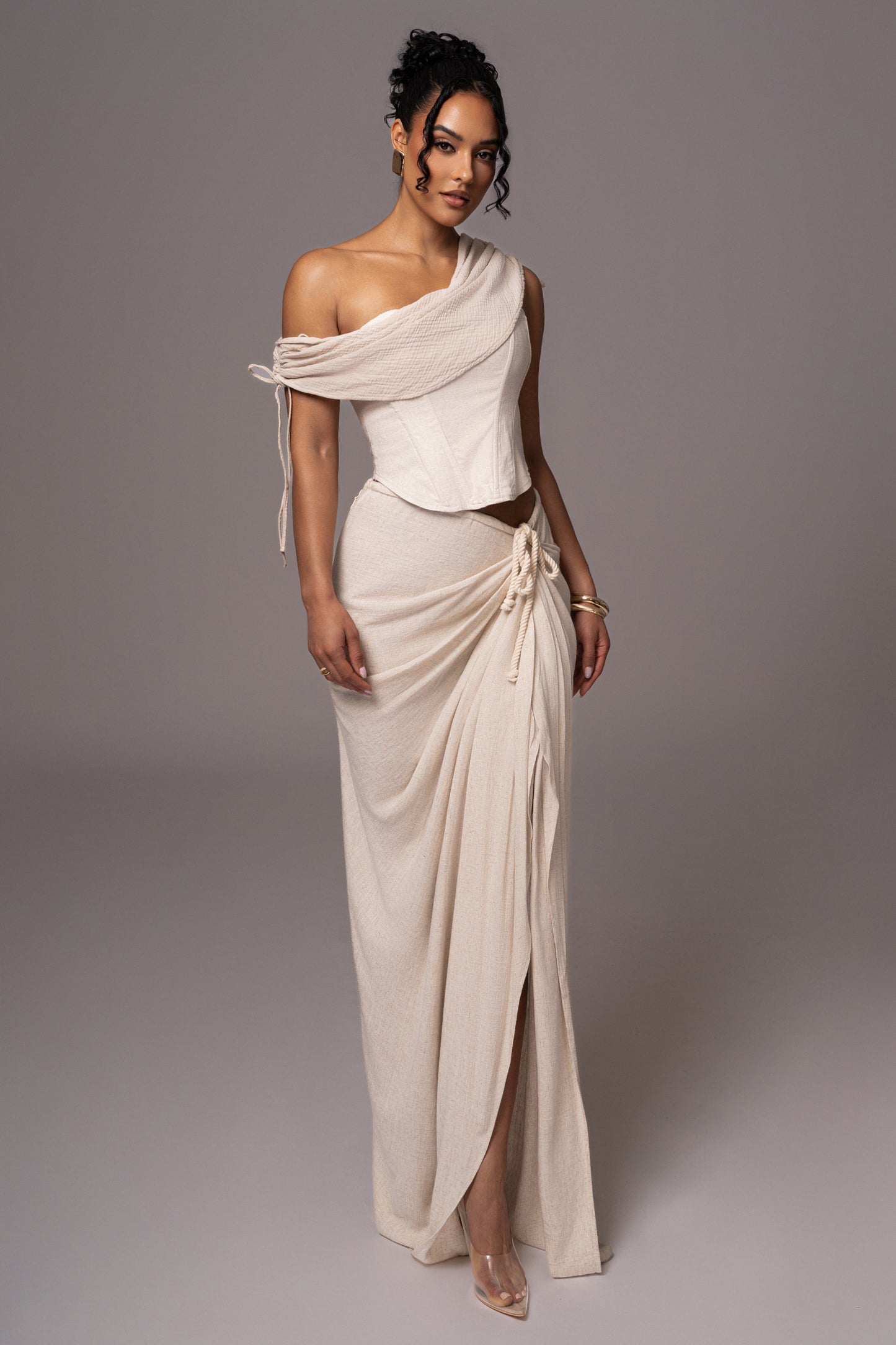 Natural New Obsession Draped Top JLUXLABEL