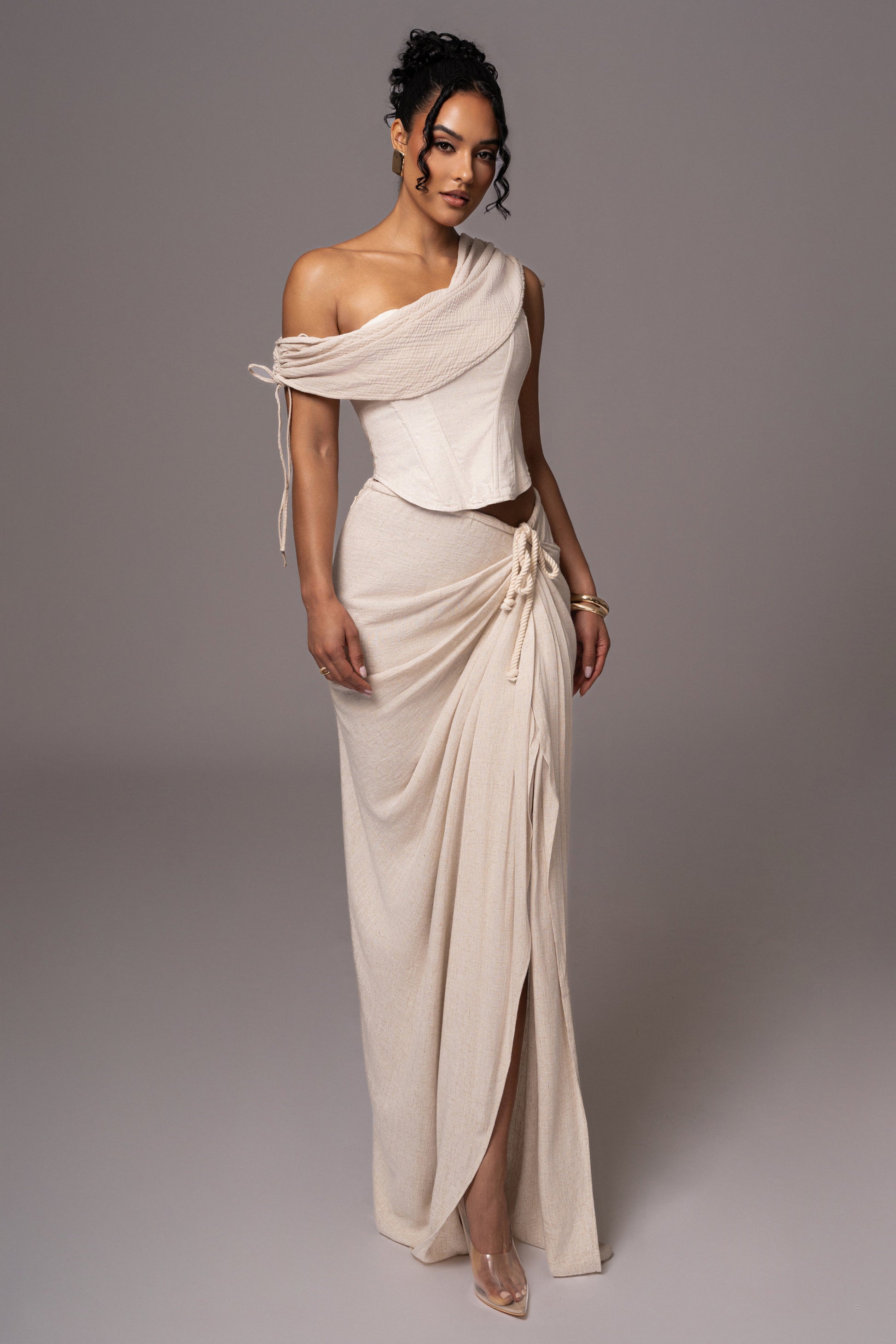 Natural New Obsession Draped Top JLUXLABEL