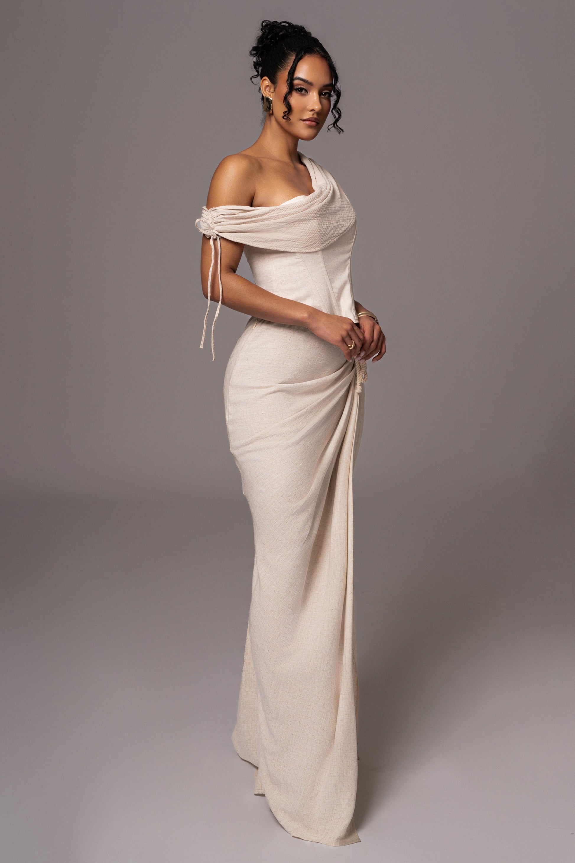 Natural New Obsession Draped Top JLUXLABEL