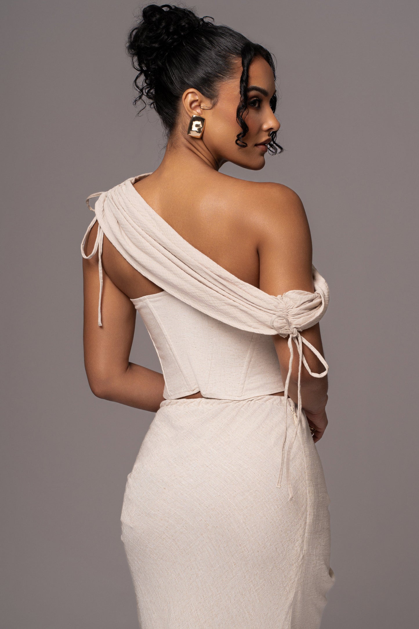 Natural New Obsession Draped Top JLUXLABEL