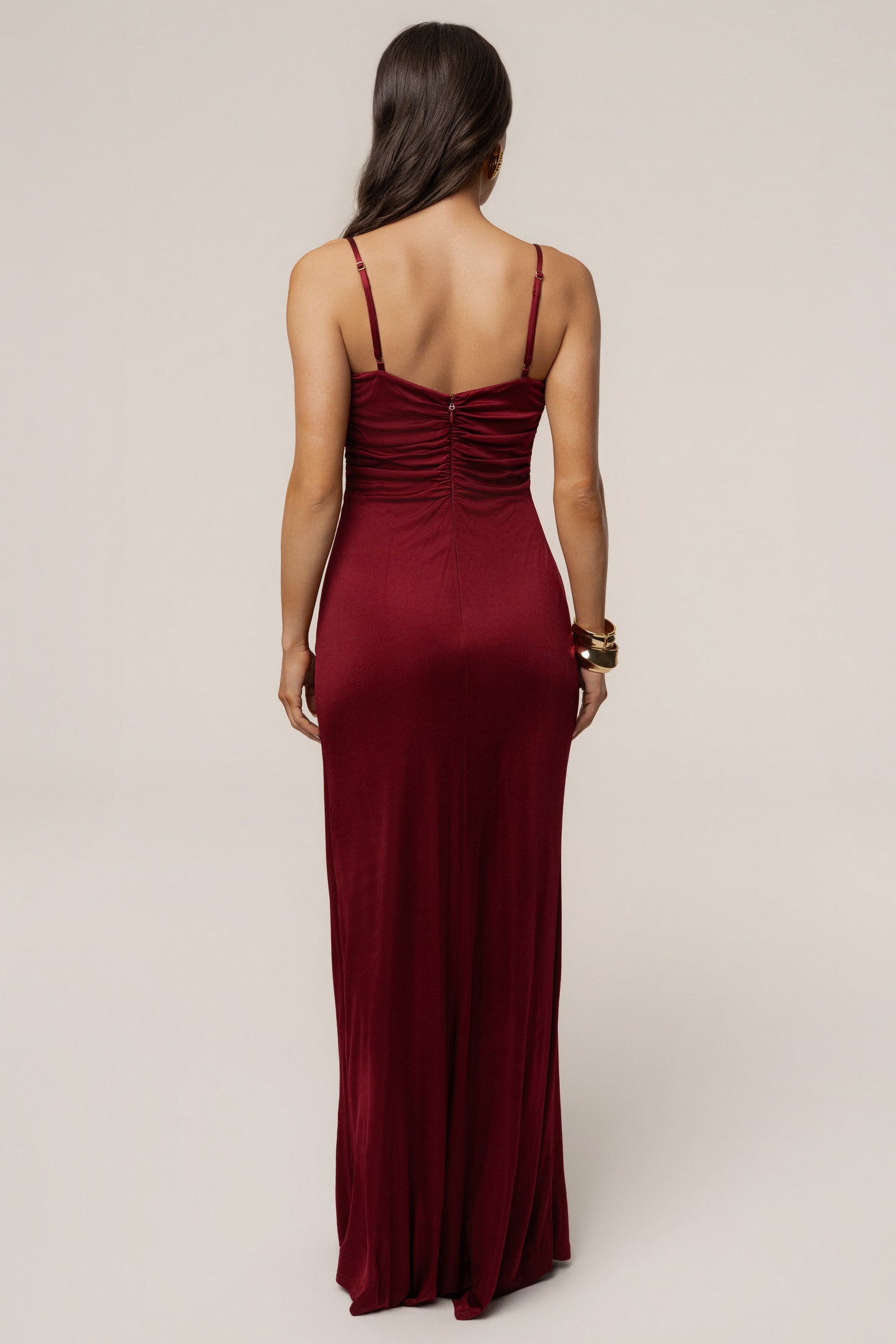 Burgundy Auric Deep Plunge Maxi Dress JLUXLABEL