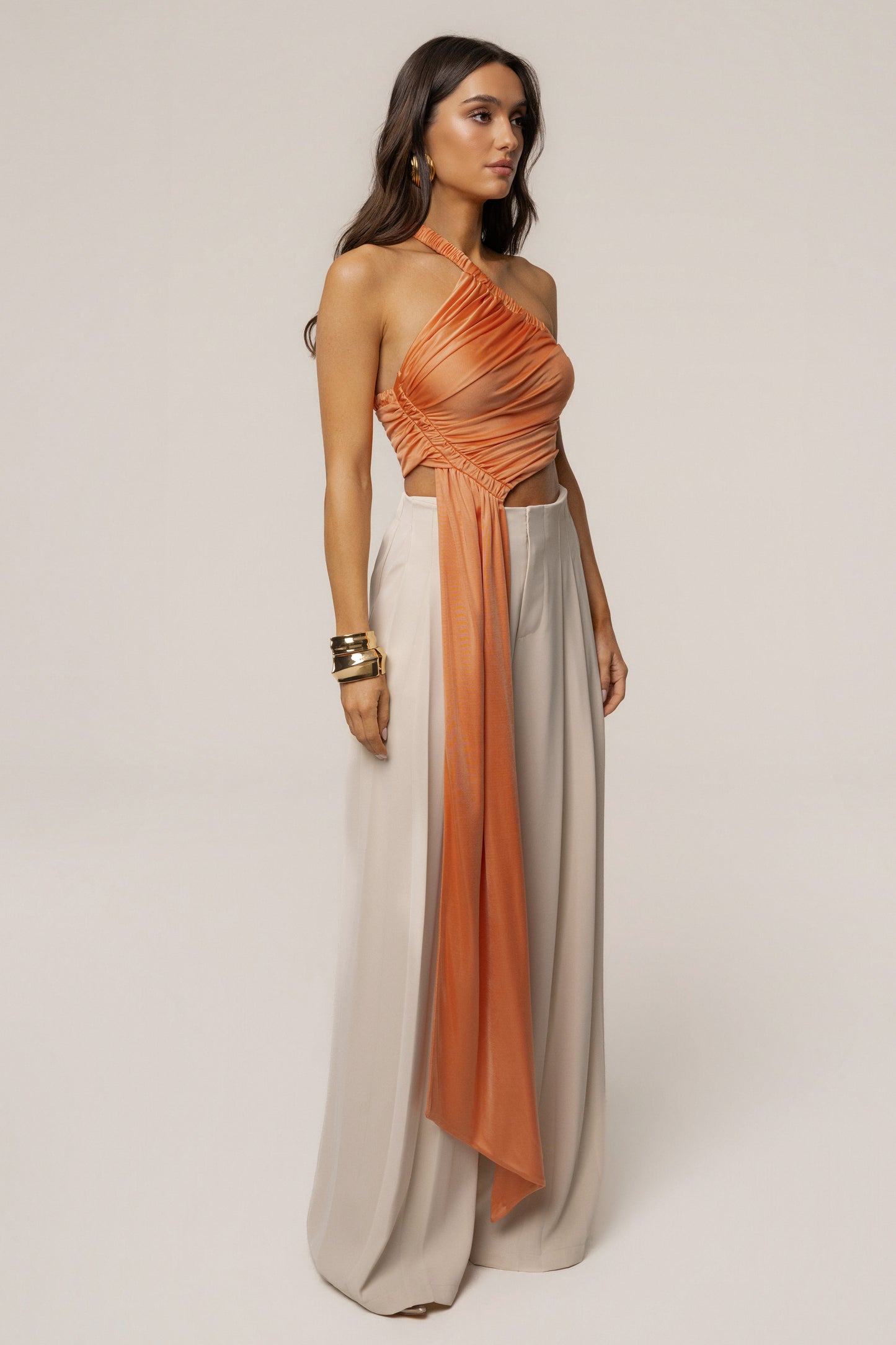 Peach Spotlight Draped Top JLUXLABEL