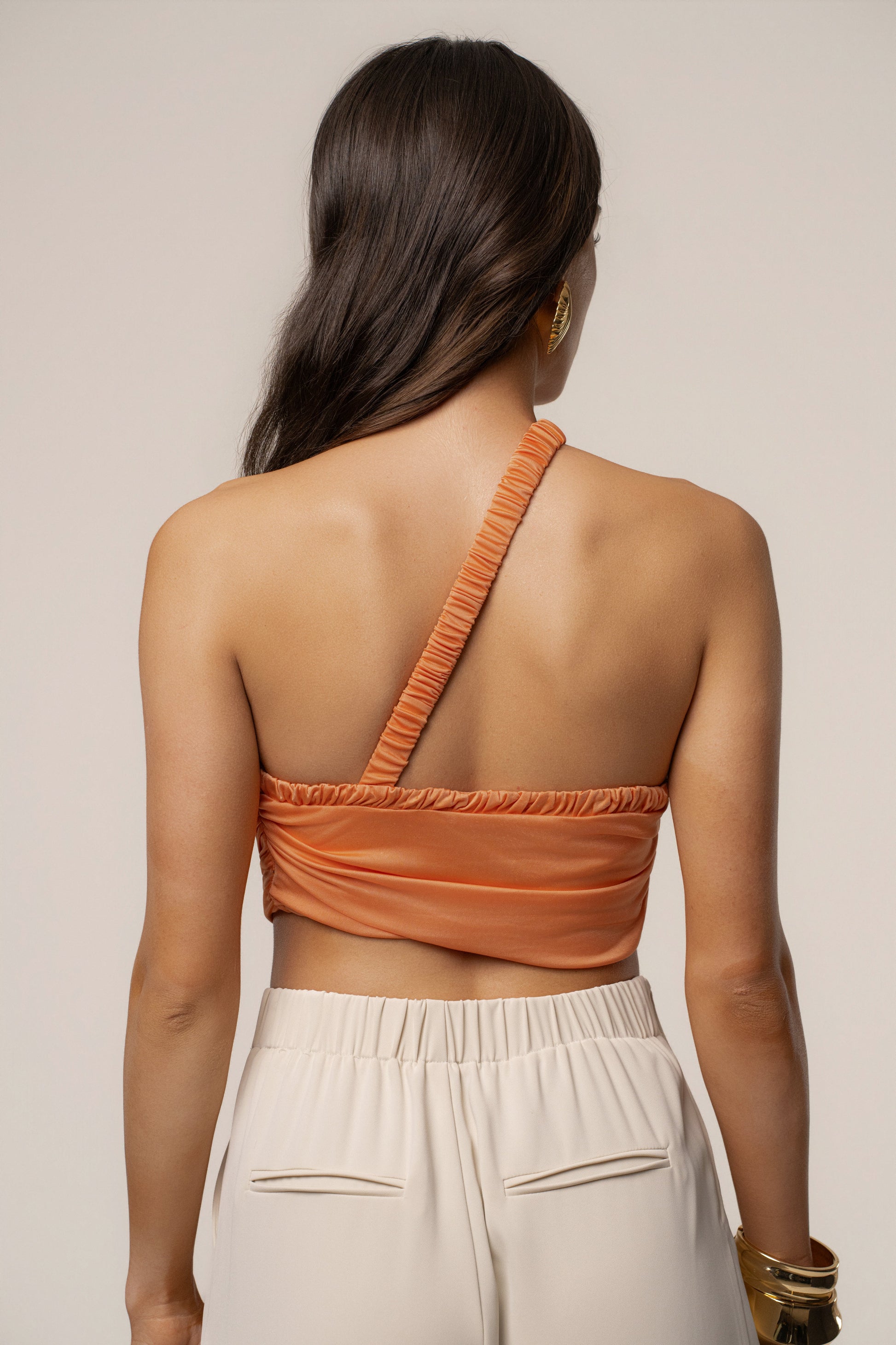 Peach Spotlight Draped Top JLUXLABEL