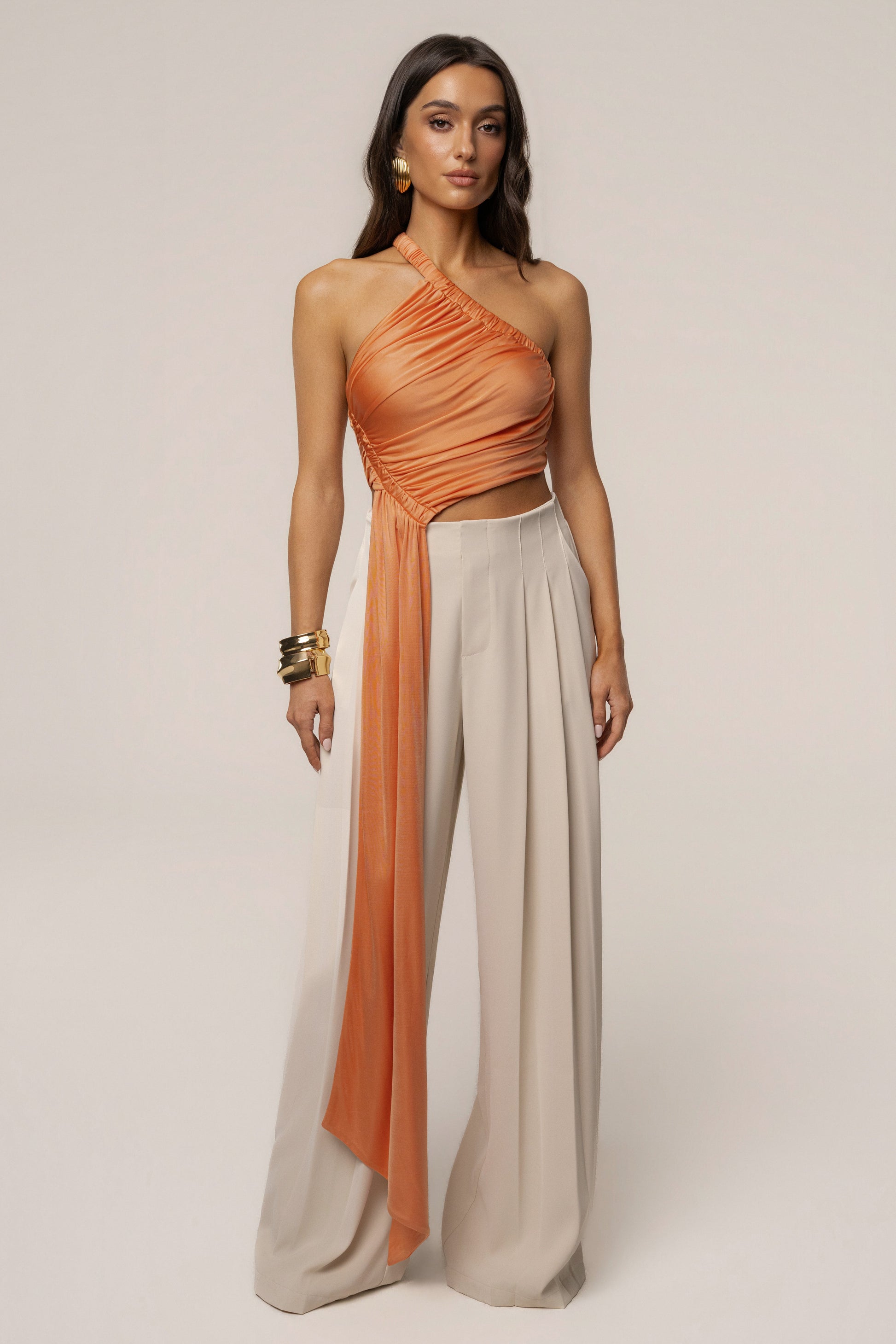 Peach Spotlight Draped Top JLUXLABEL