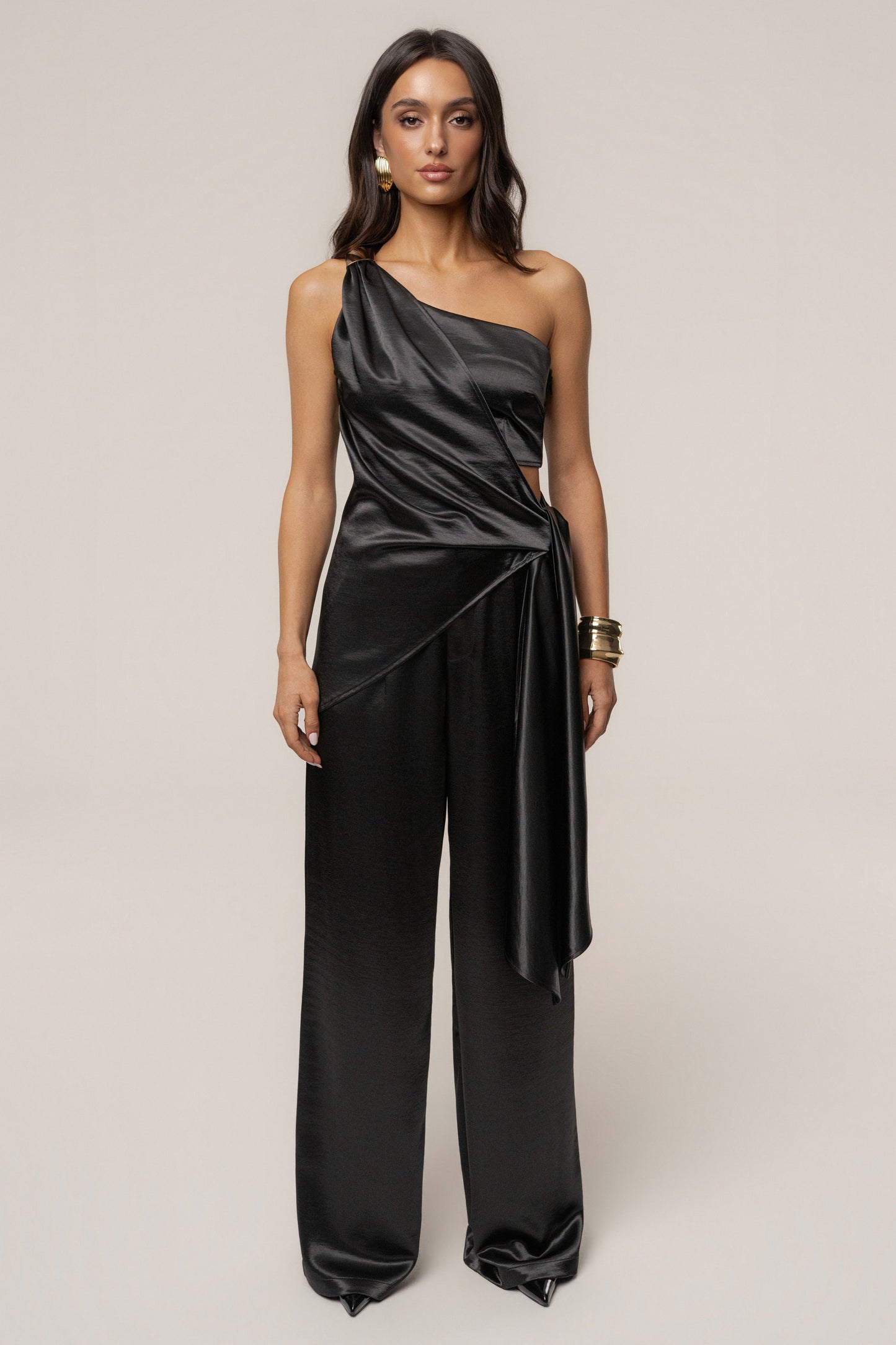 Black Thea Satin Pants JLUXLABEL