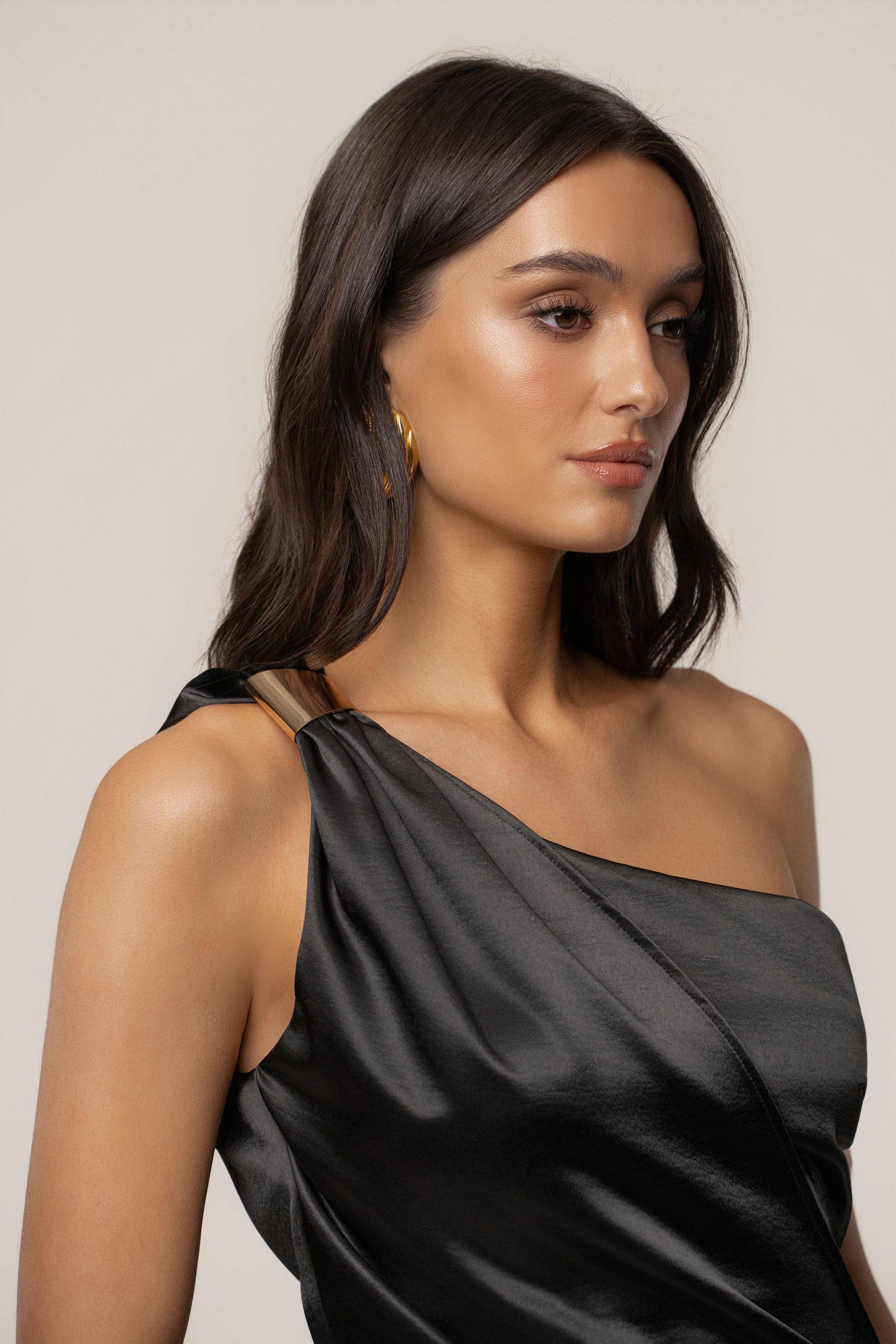 Black Palmera Satin Top JLUXLABEL