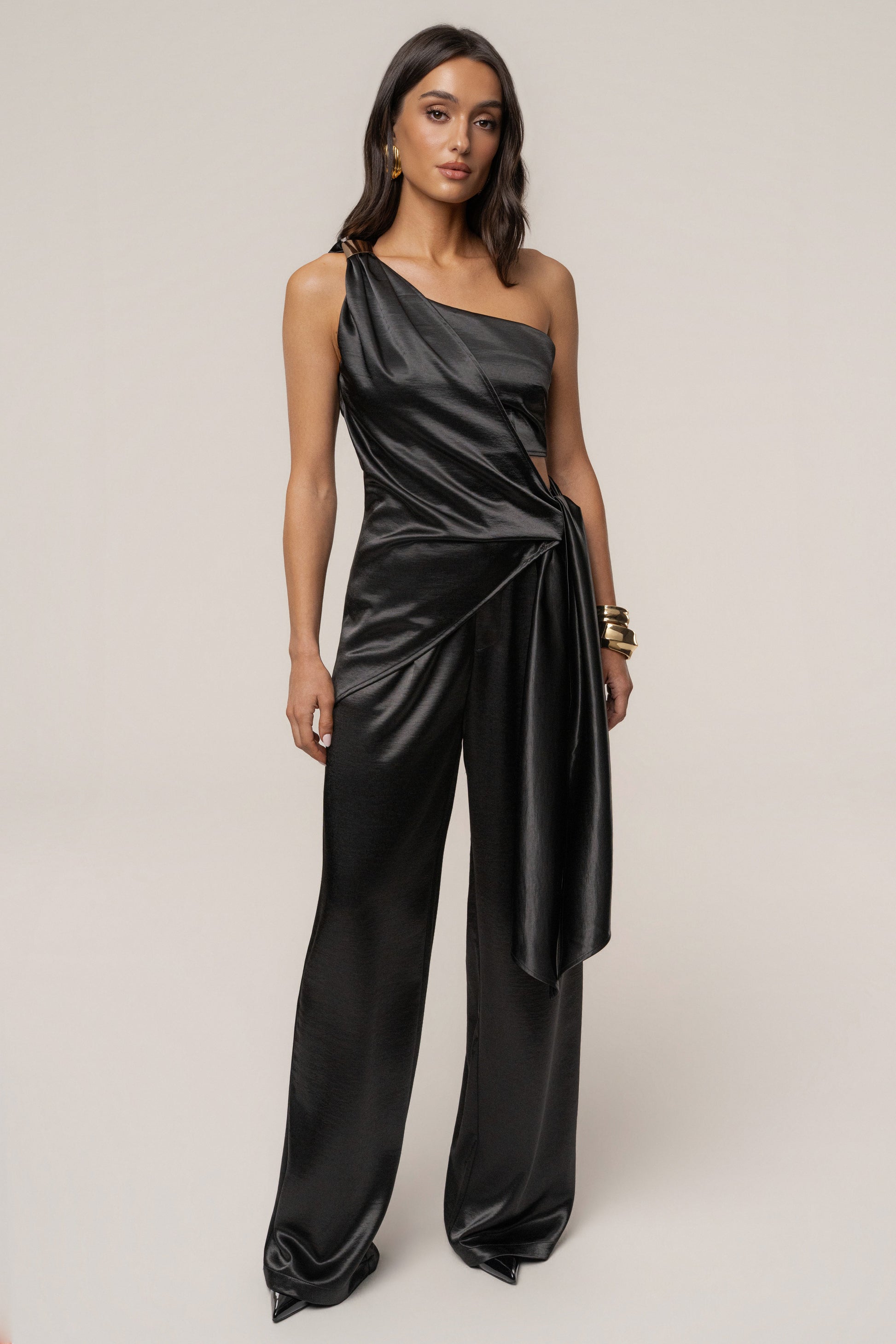 Black Thea Satin Pants JLUXLABEL