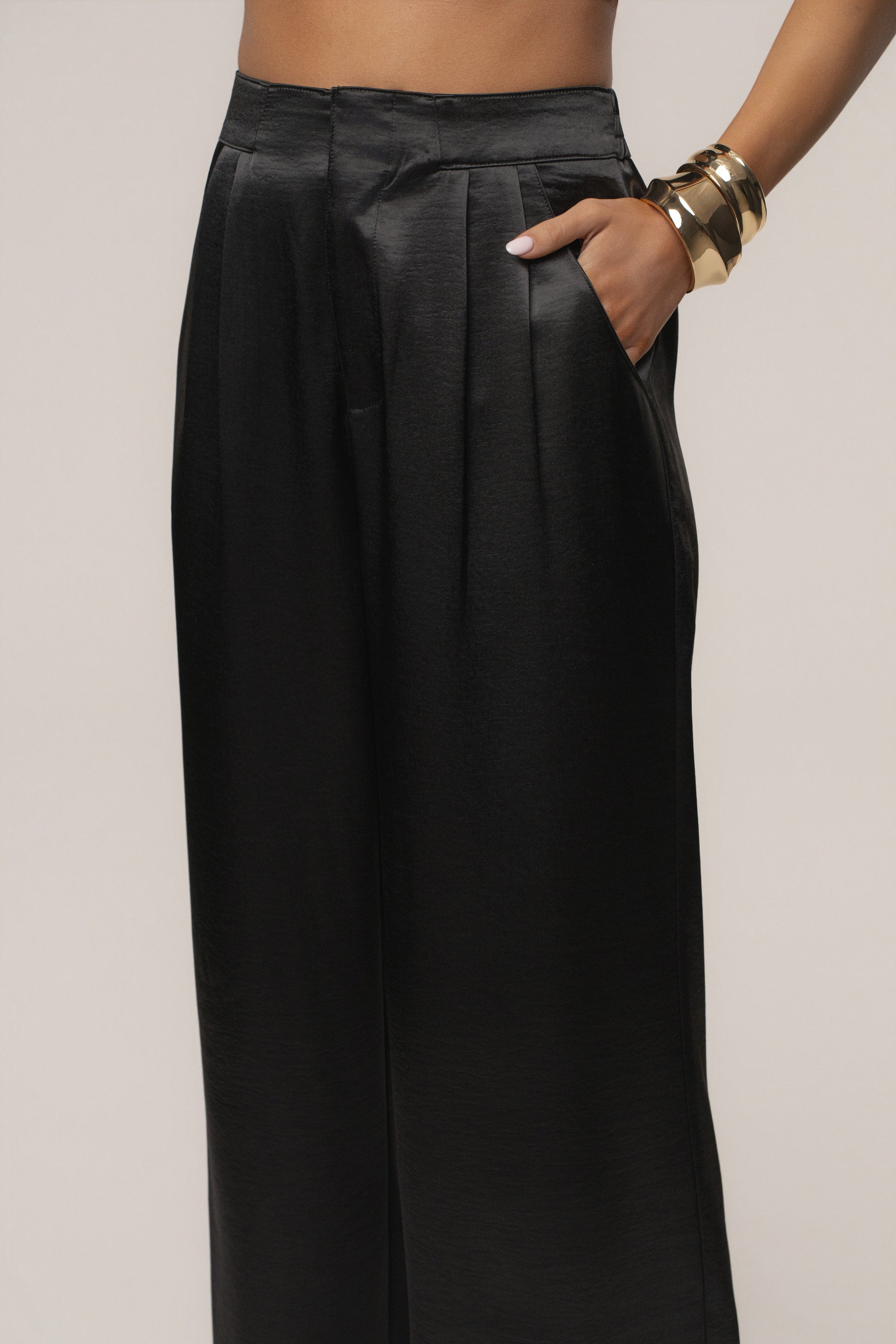 Black Thea Satin Pants JLUXLABEL