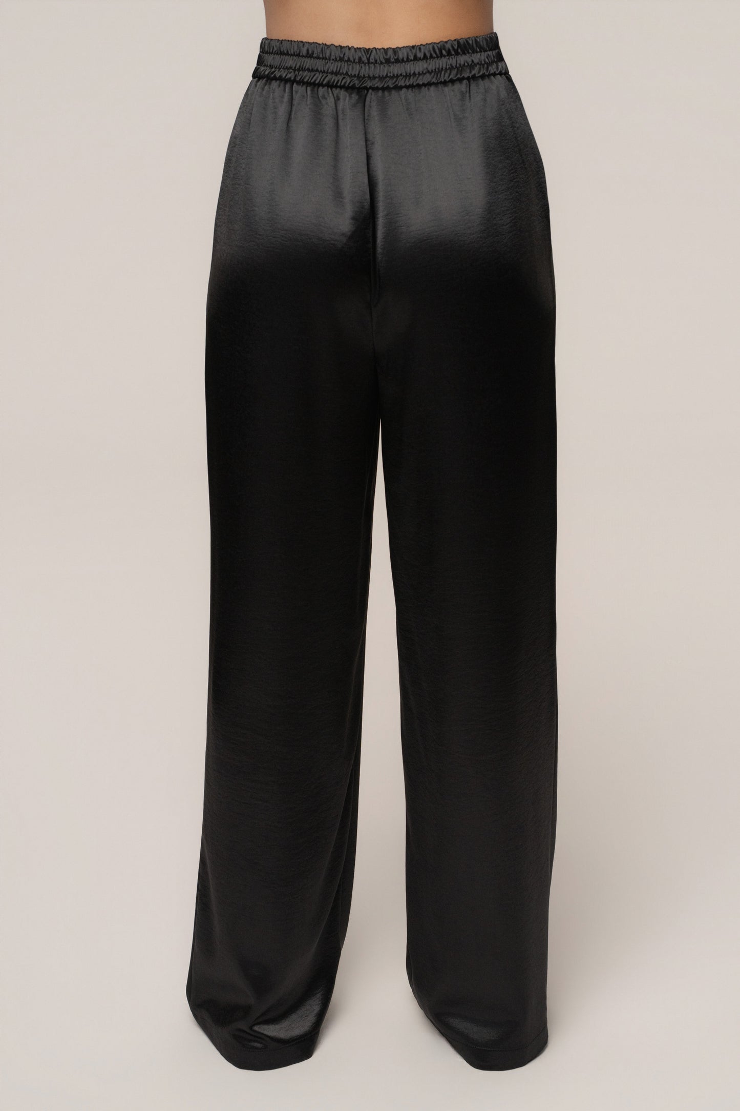Black Thea Satin Pants JLUXLABEL
