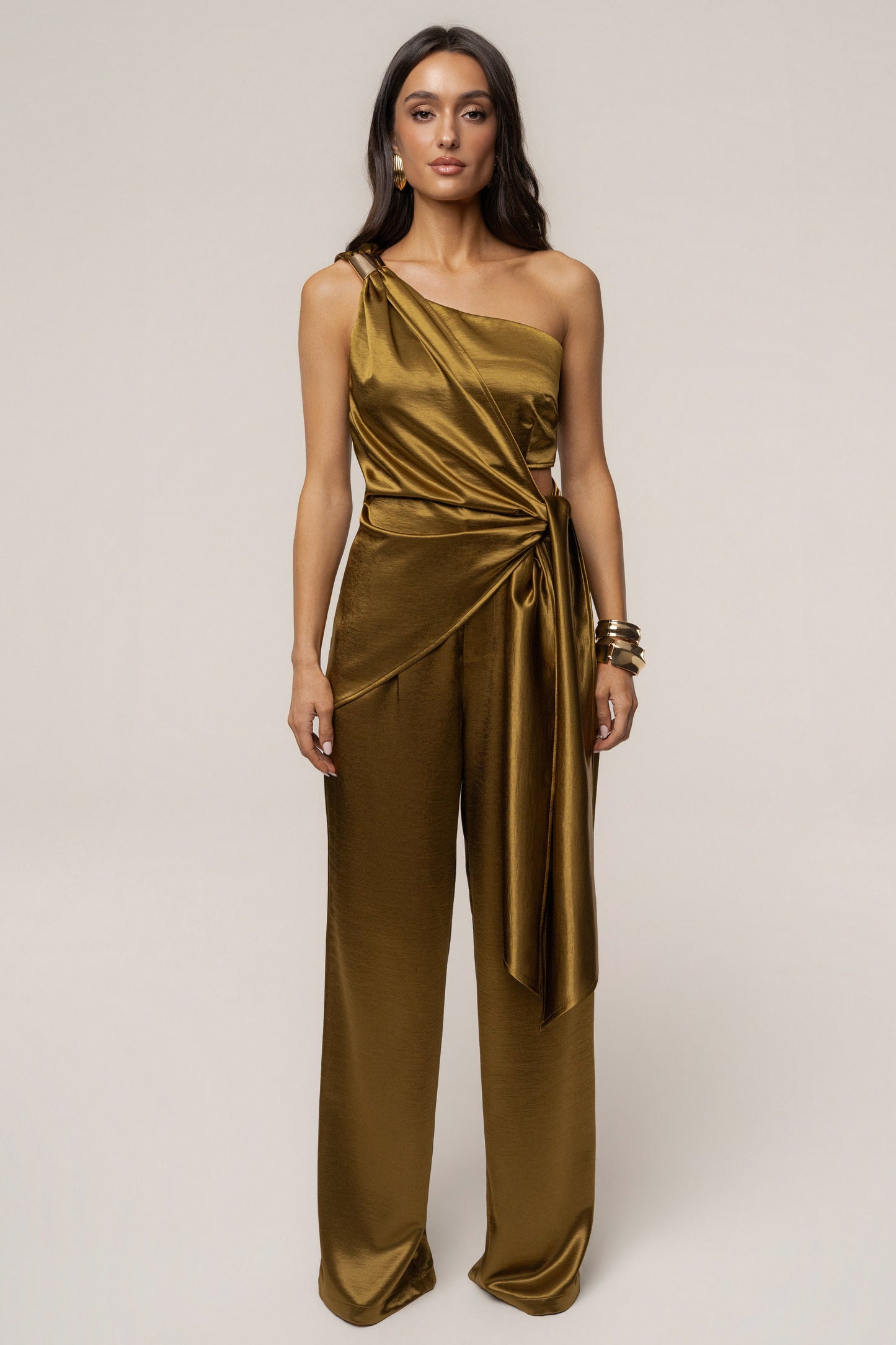 Olive Palmera Satin Top JLUXLABEL