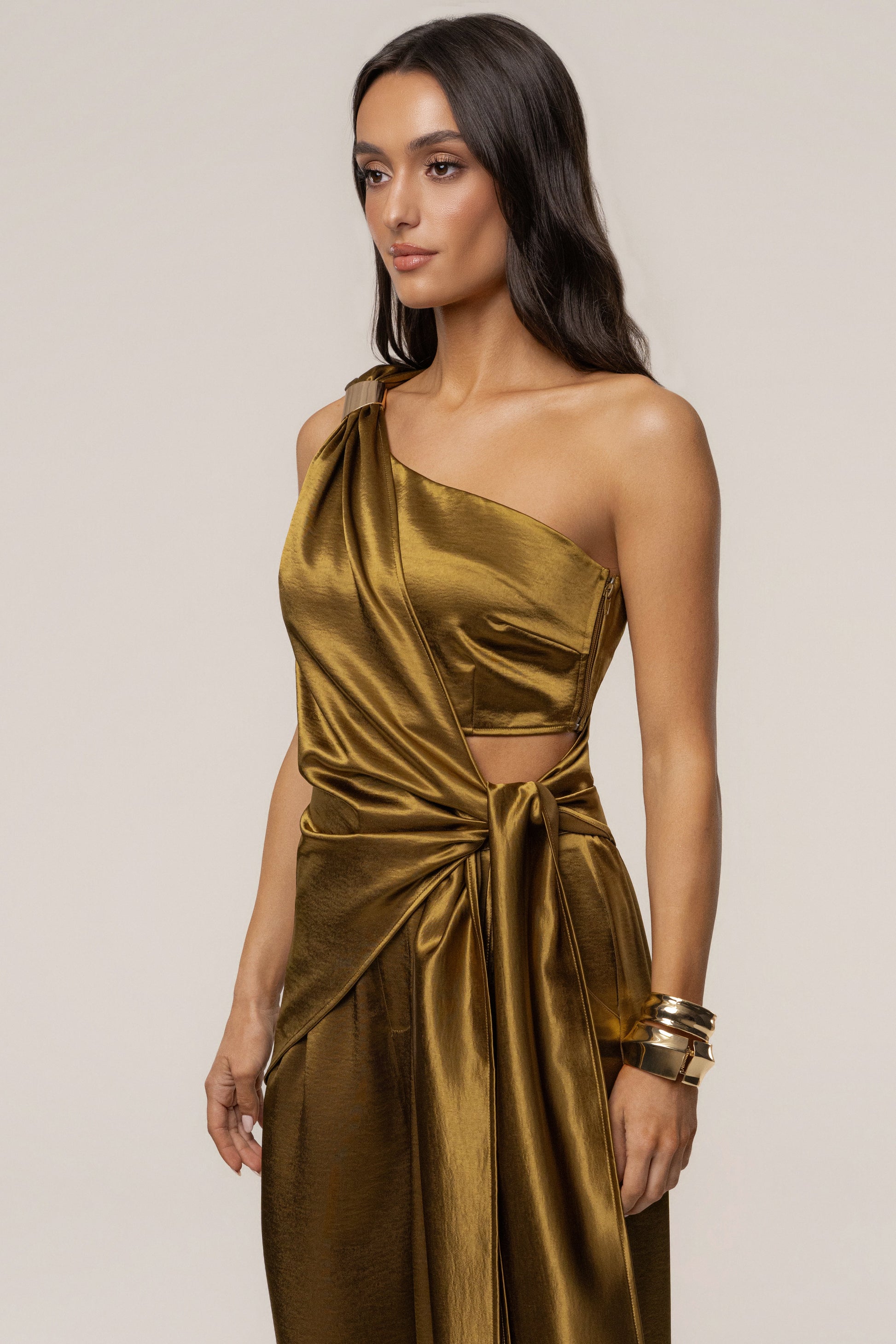 Olive Palmera Satin Top JLUXLABEL