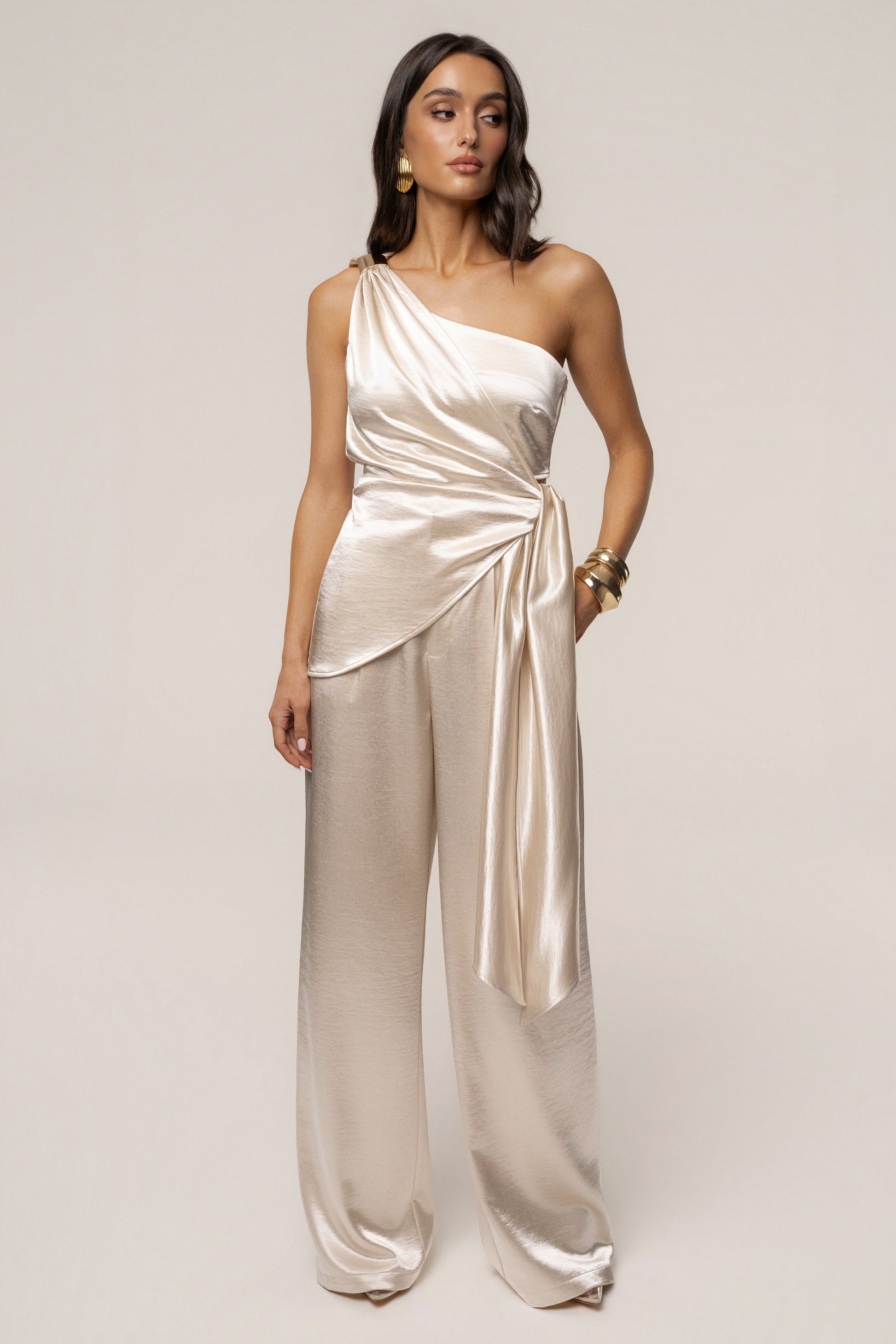 Ivory Palmera Satin Top JLUXLABEL
