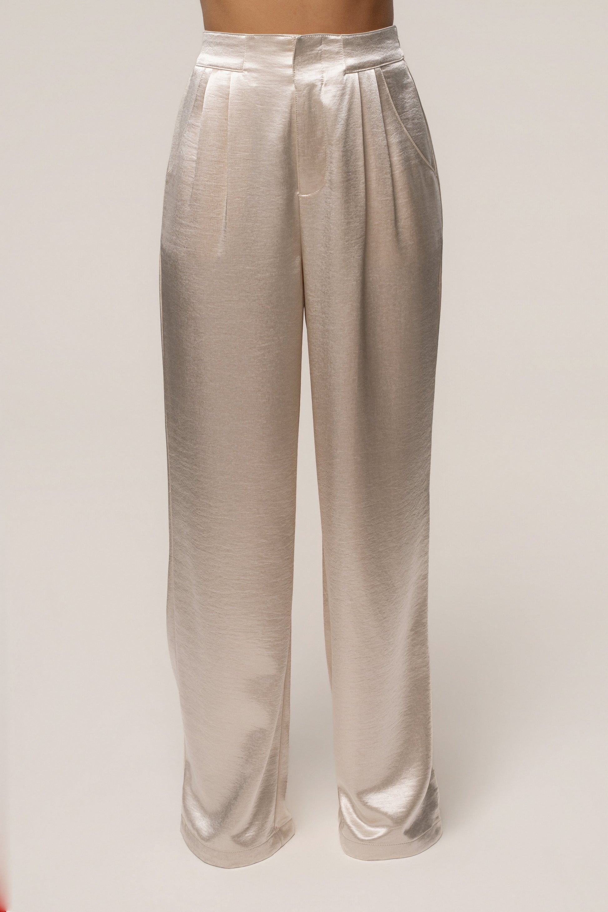 Ivory Thea Satin Pants JLUXLABEL