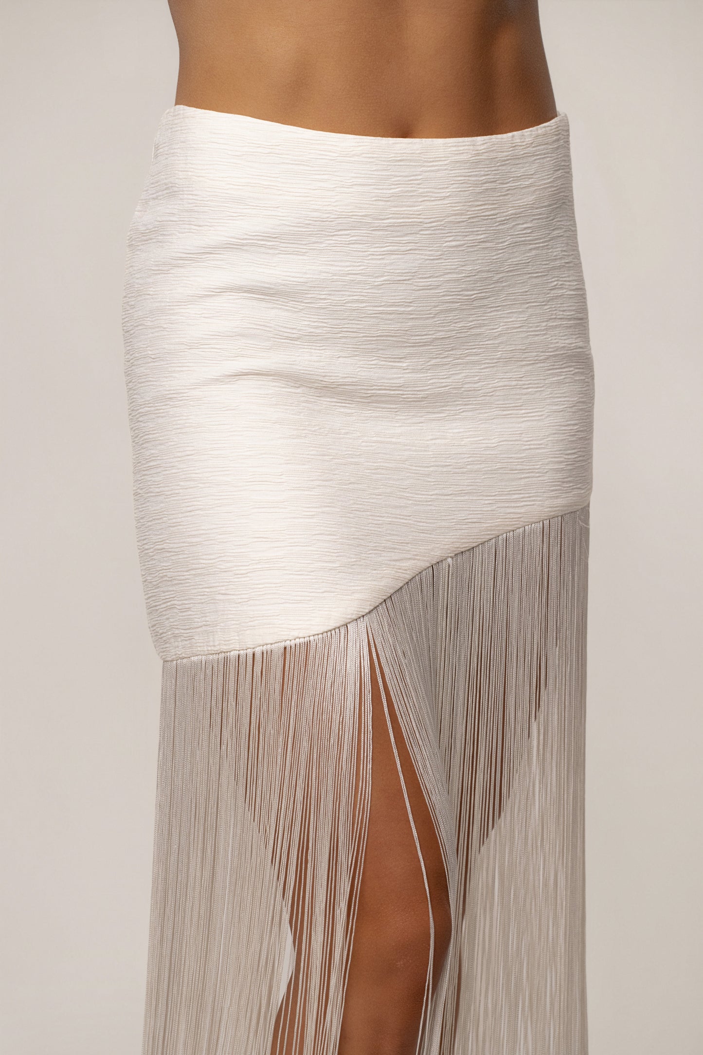 Ivory Gala Nights Fringe Skirt JLUXLABEL