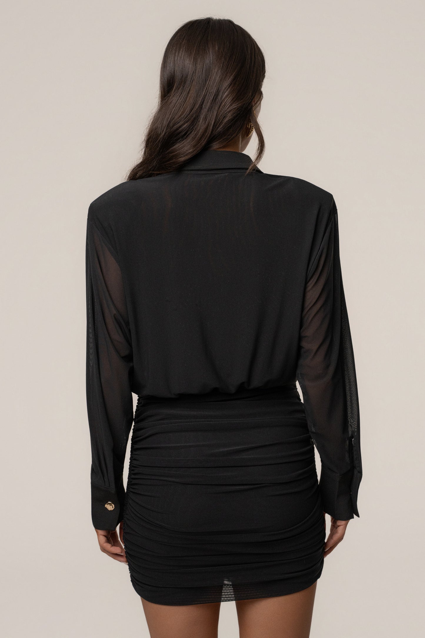 Black Leah Plunge Mini Dress NEWFASHIONEDGE