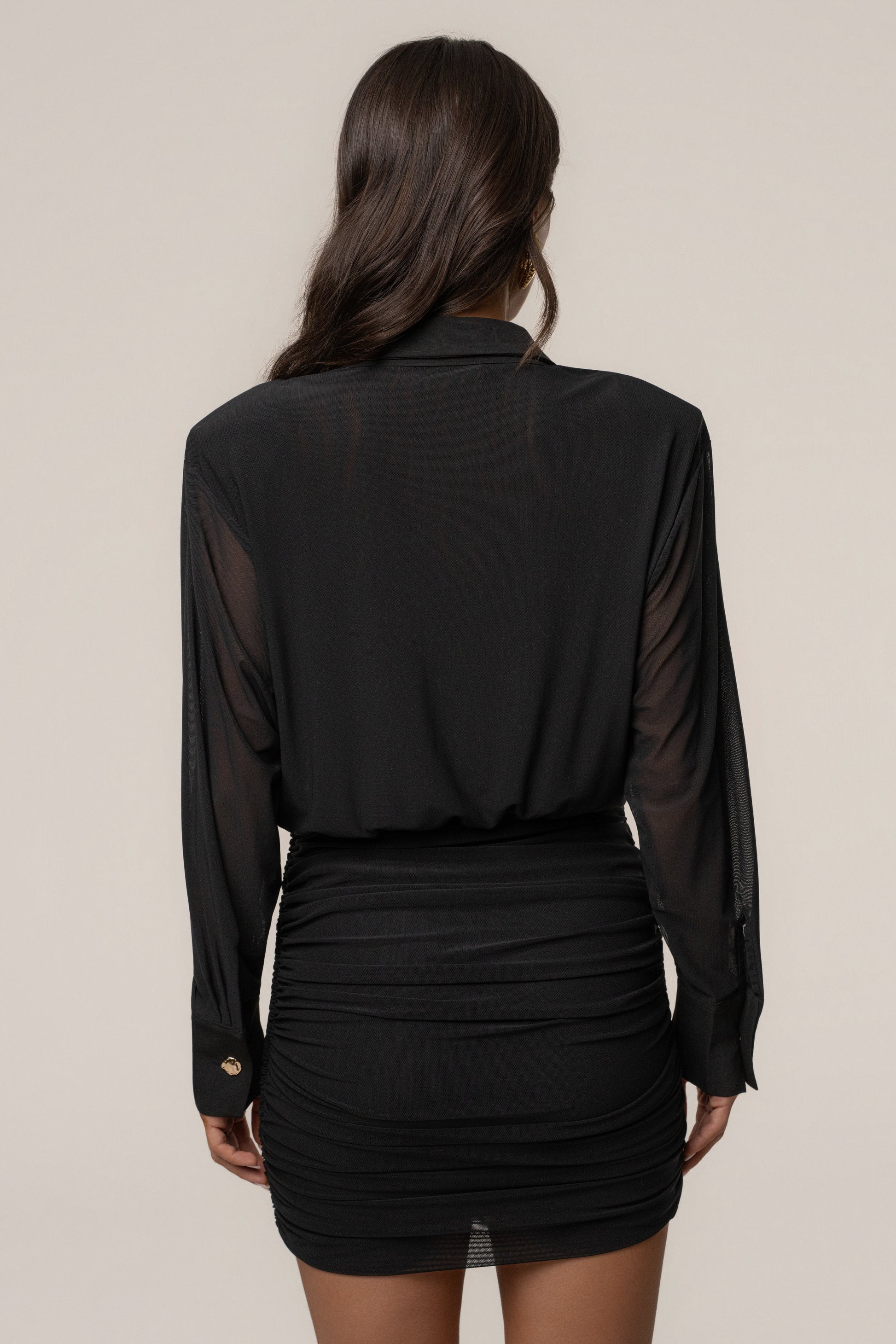 Black Leah Plunge Mini Dress NEWFASHIONEDGE