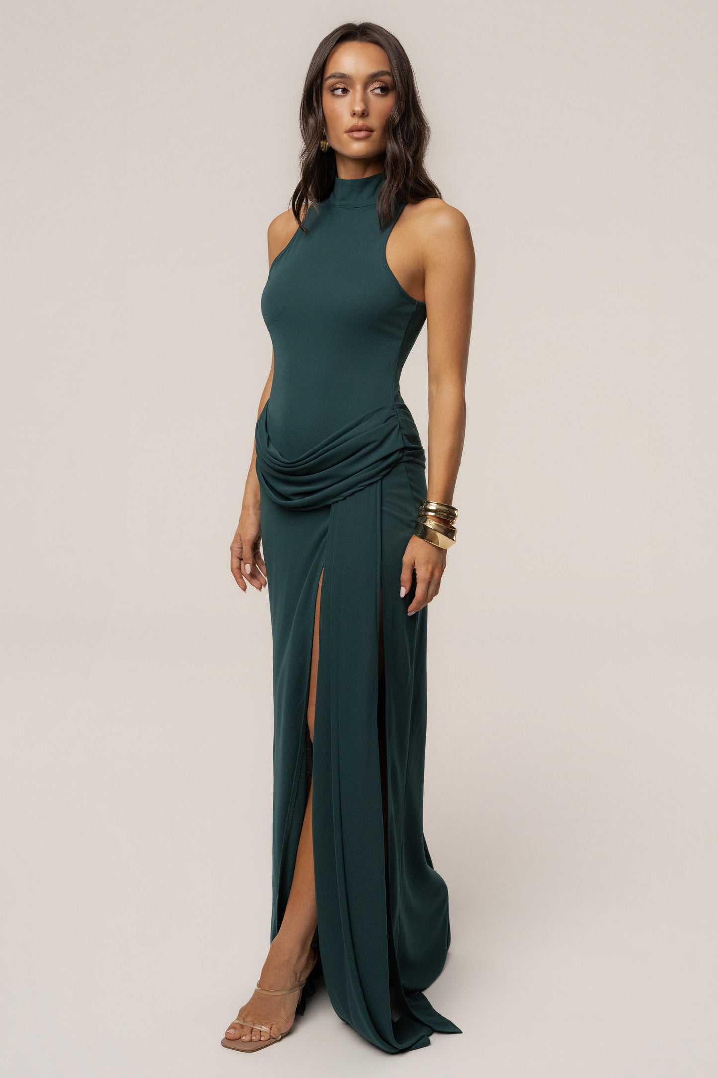 Green Dynasty Slit Maxi Dress JLUXLABEL