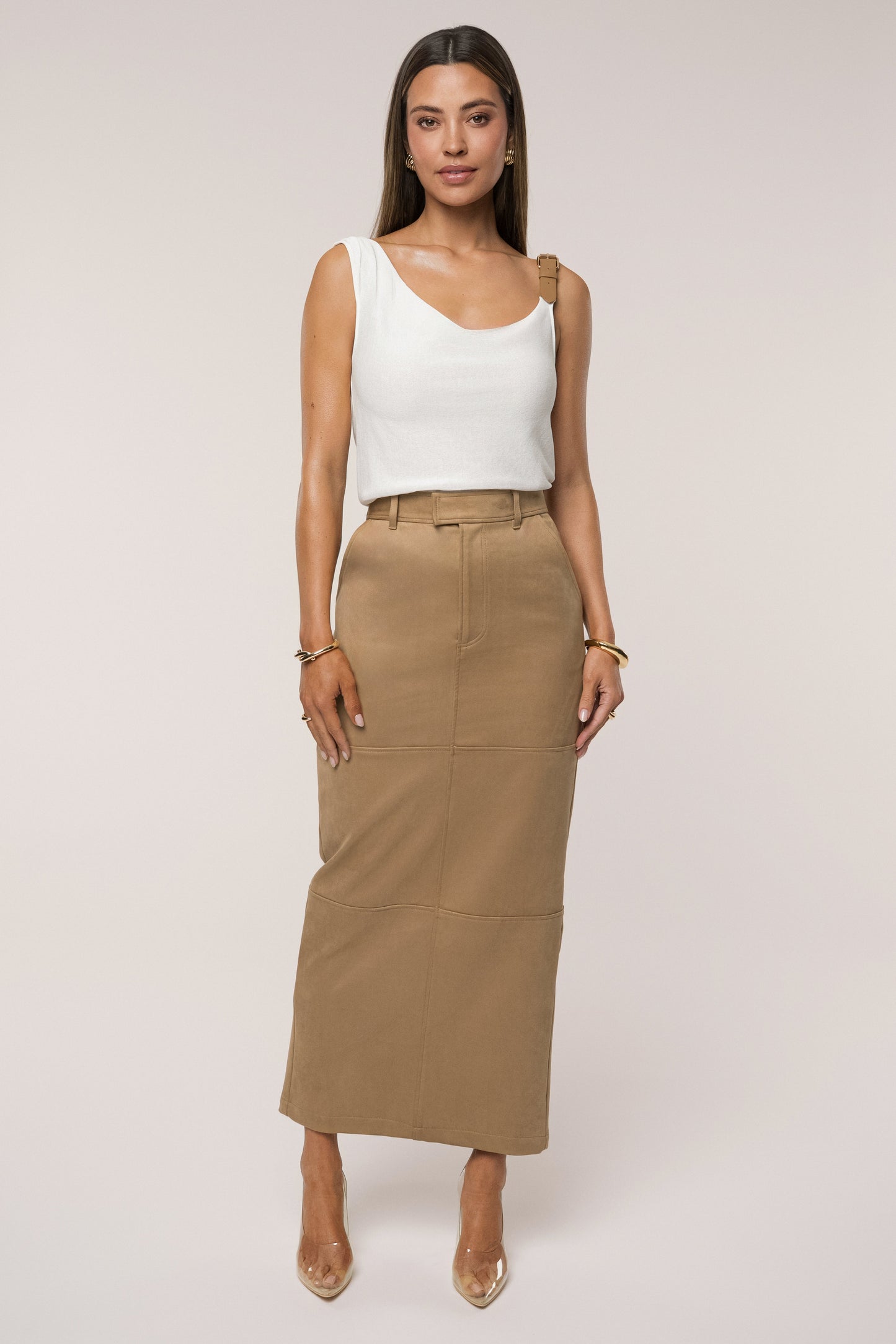 Ivory Shanti Faux Buckle Top JLUXLABEL