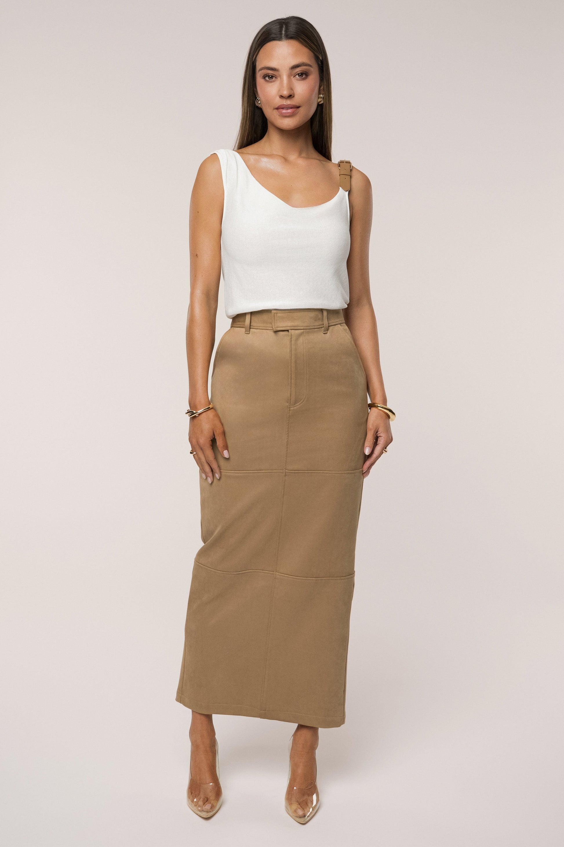 Ivory Shanti Faux Buckle Top JLUXLABEL