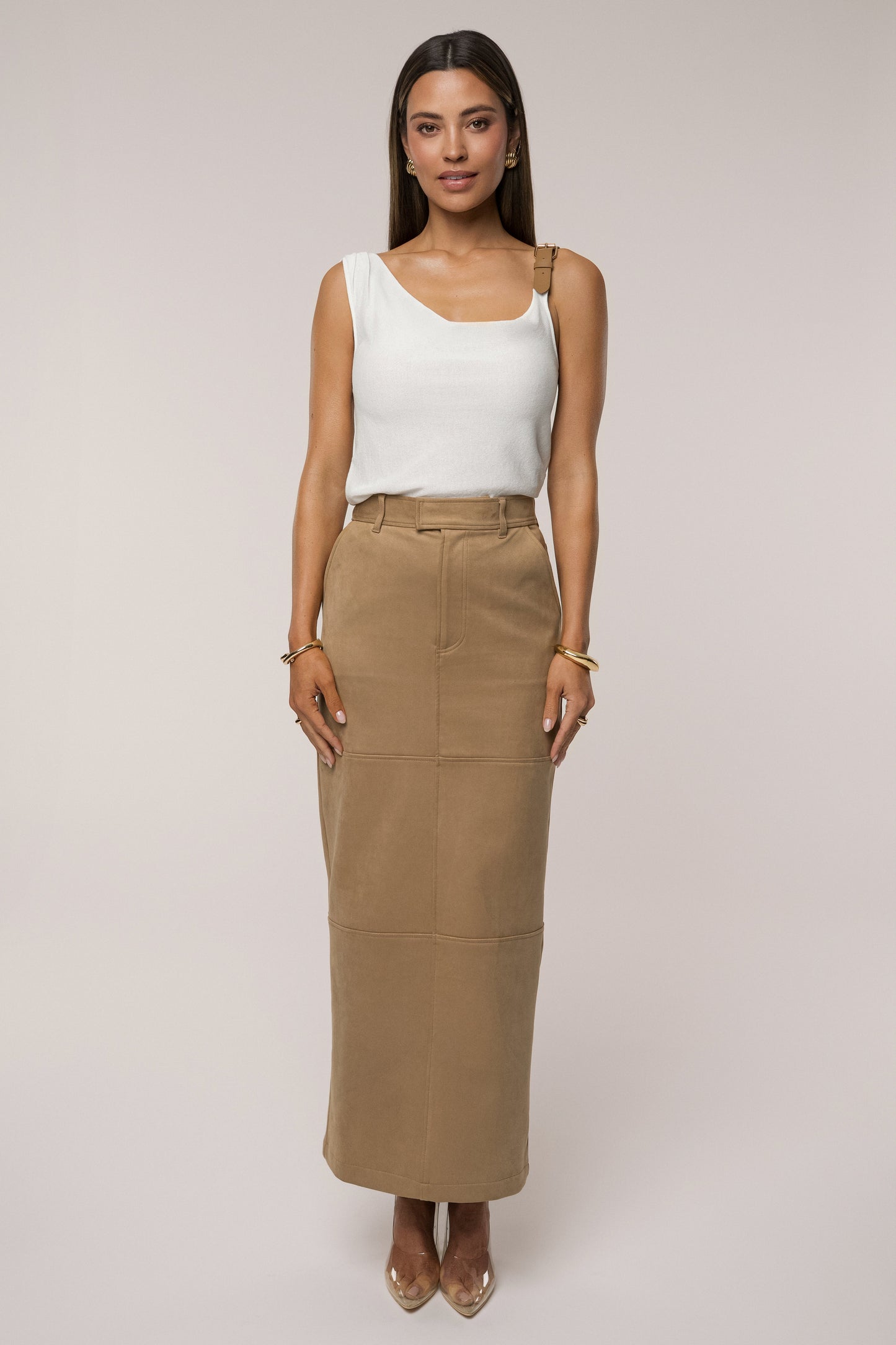 Ivory Shanti Faux Buckle Top JLUXLABEL