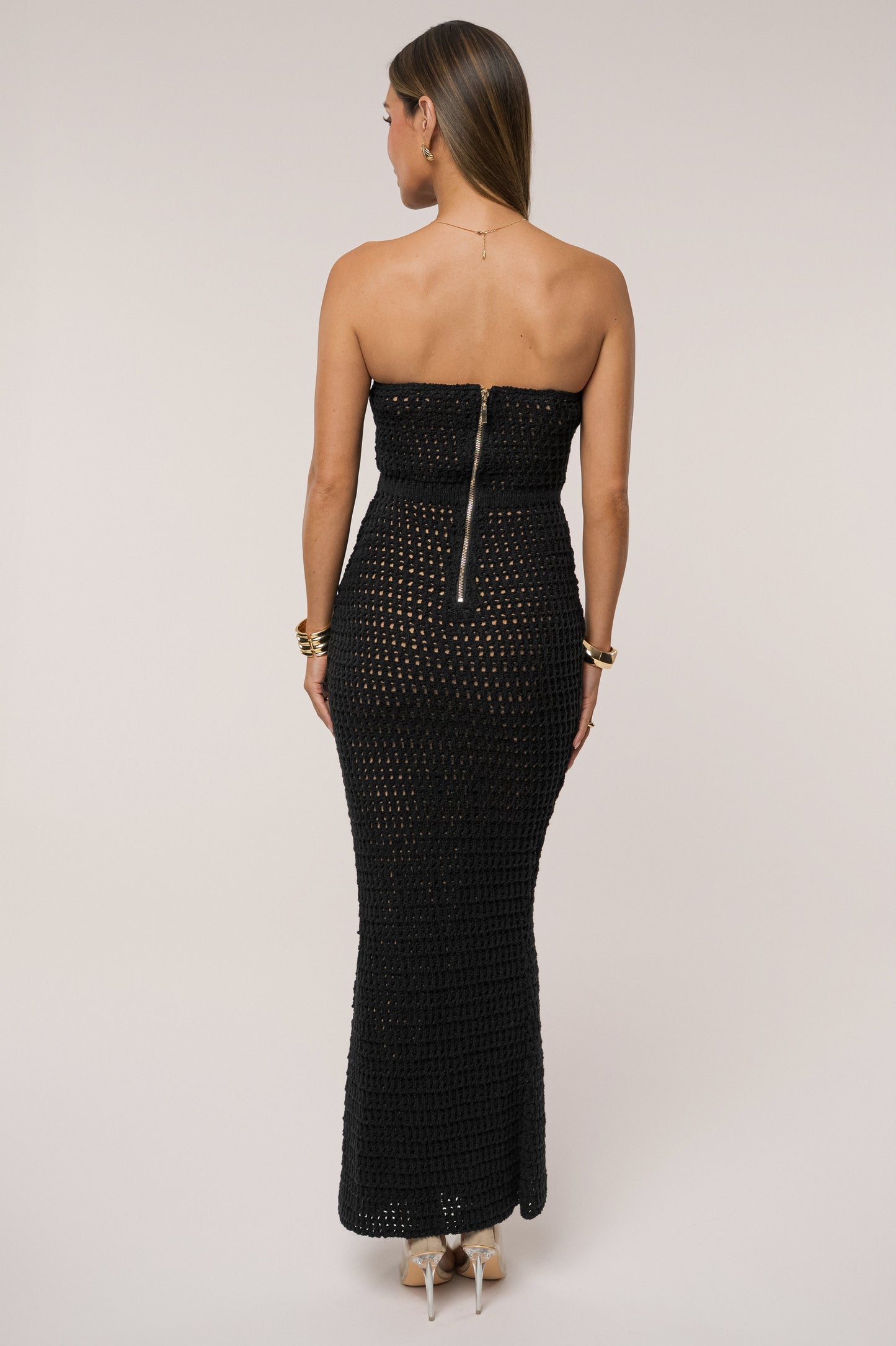 Black Deep Sea Crochet Maxi Dress JLUXLABEL