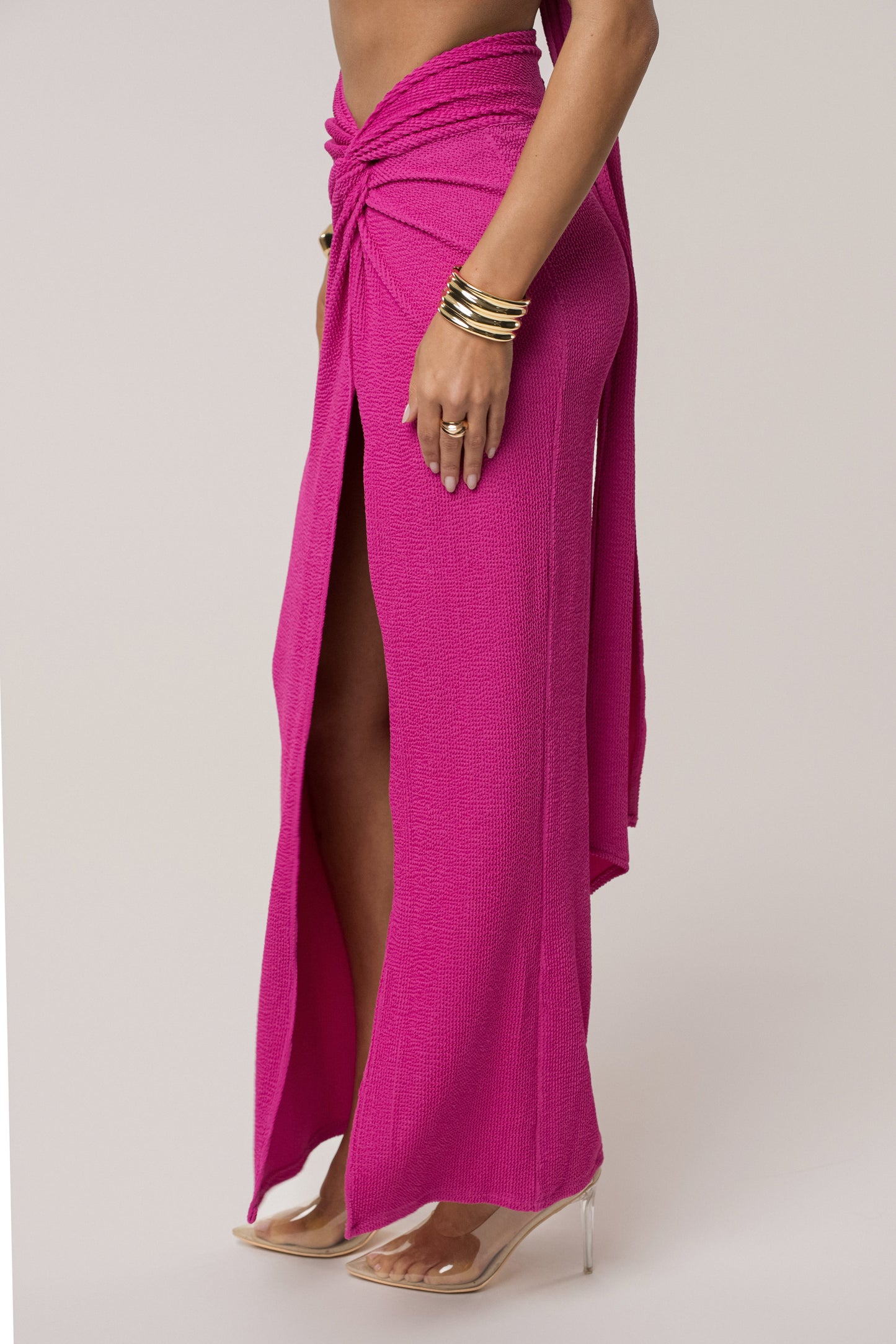 Fuchsia Deidra Draped Skirt Set