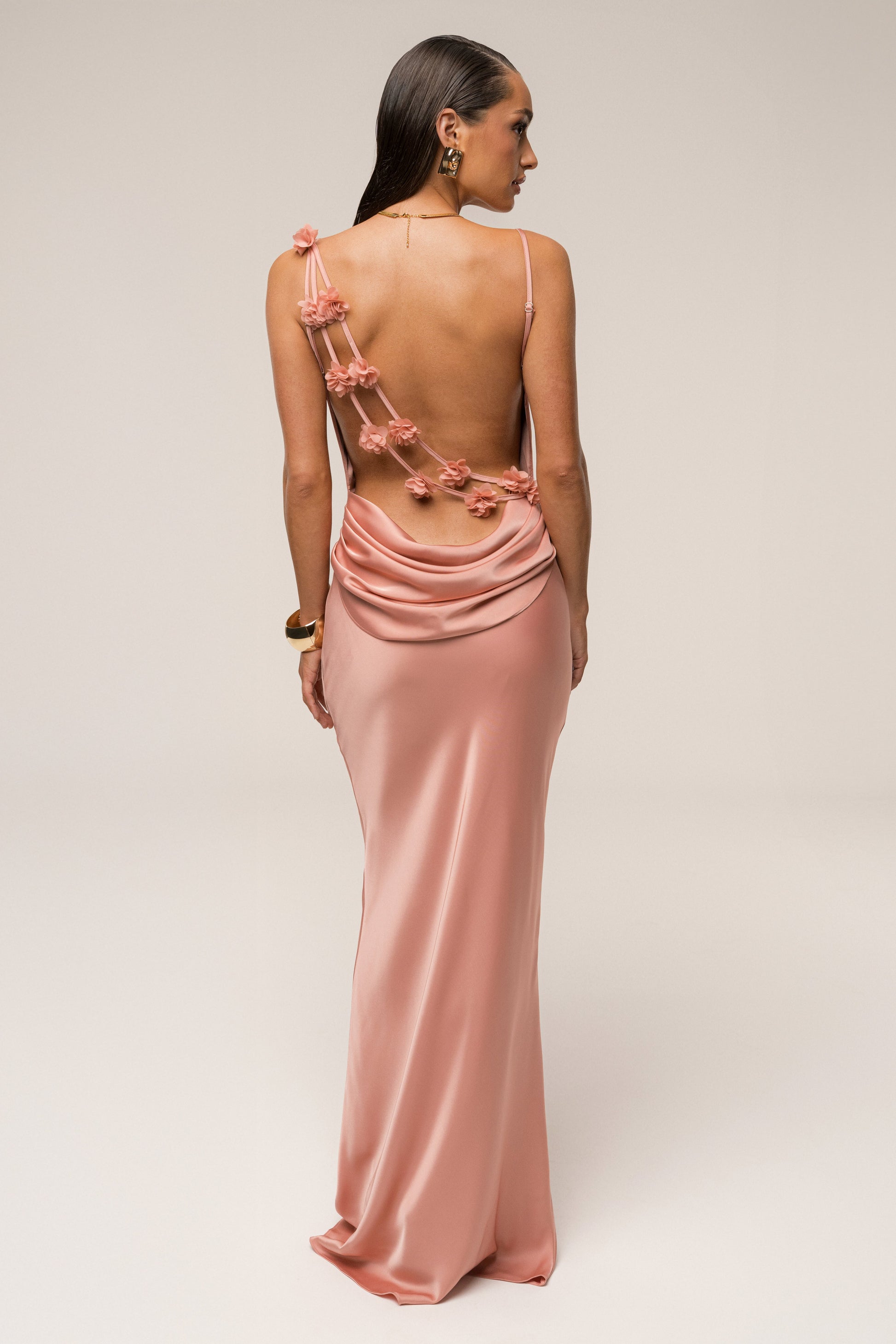 Dark Peach Down The Aisle Satin Gown JLUXLABEL