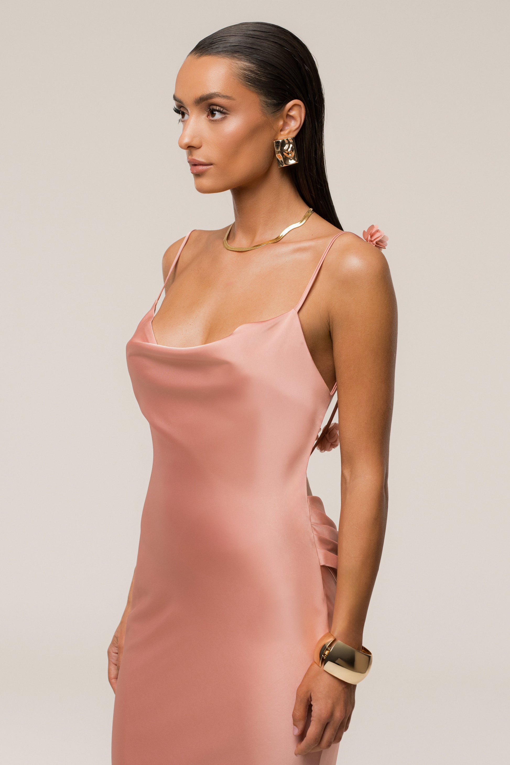 Dark Peach Down The Aisle Satin Gown JLUXLABEL